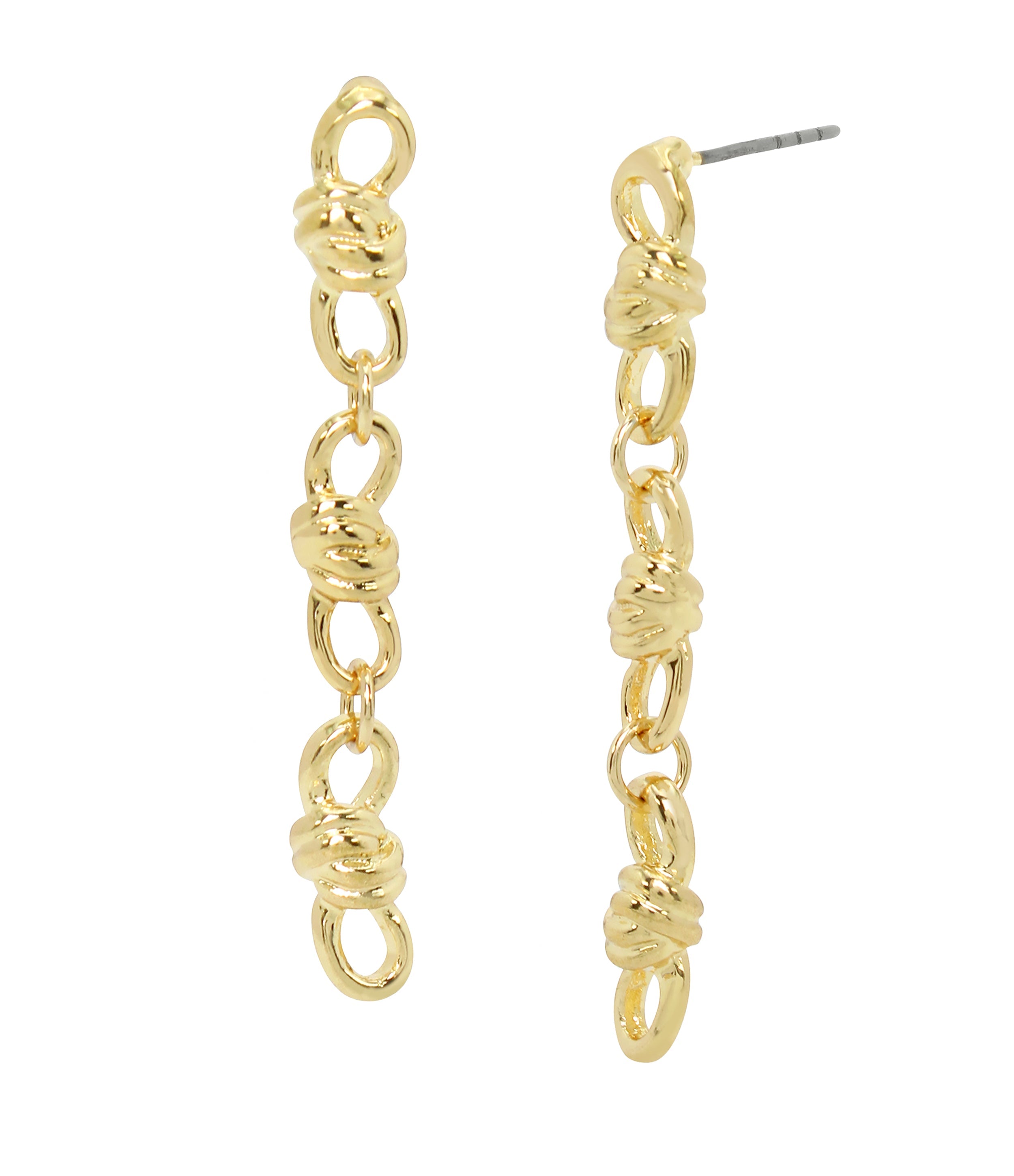 Knot Women's Gold Linear Earrings - view 2