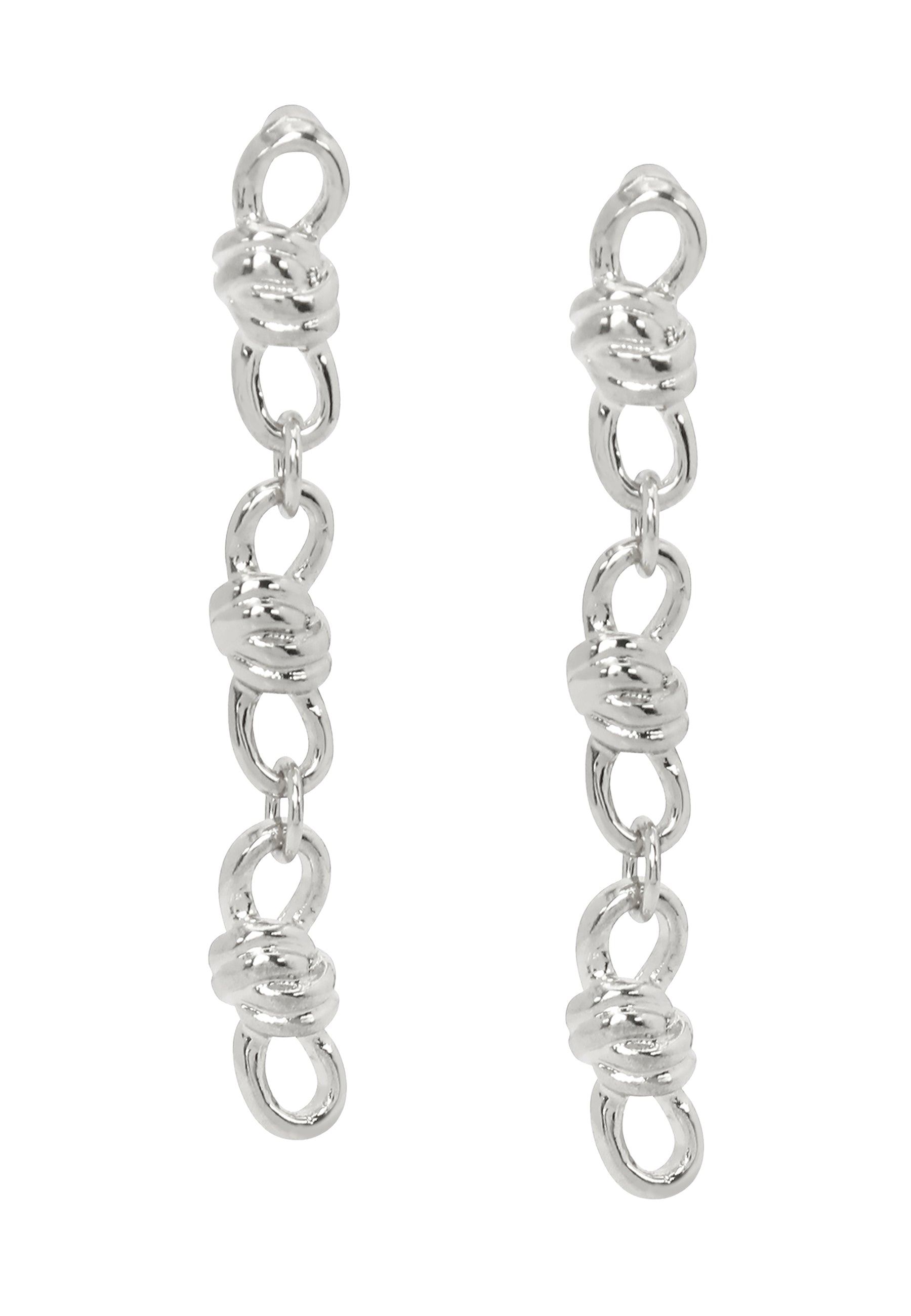 Knot Women's Silver Linear Earrings