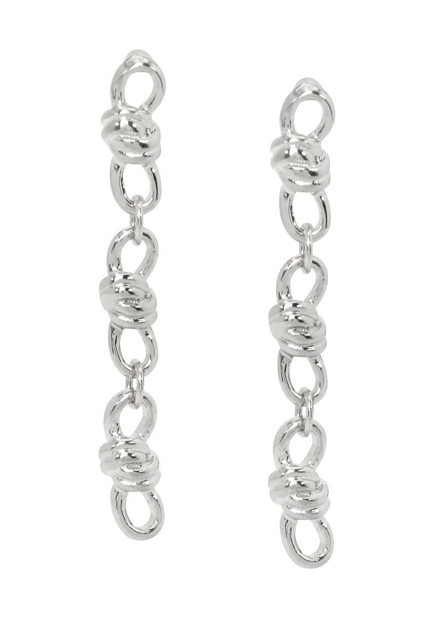 Knot Women's Silver Linear Earrings