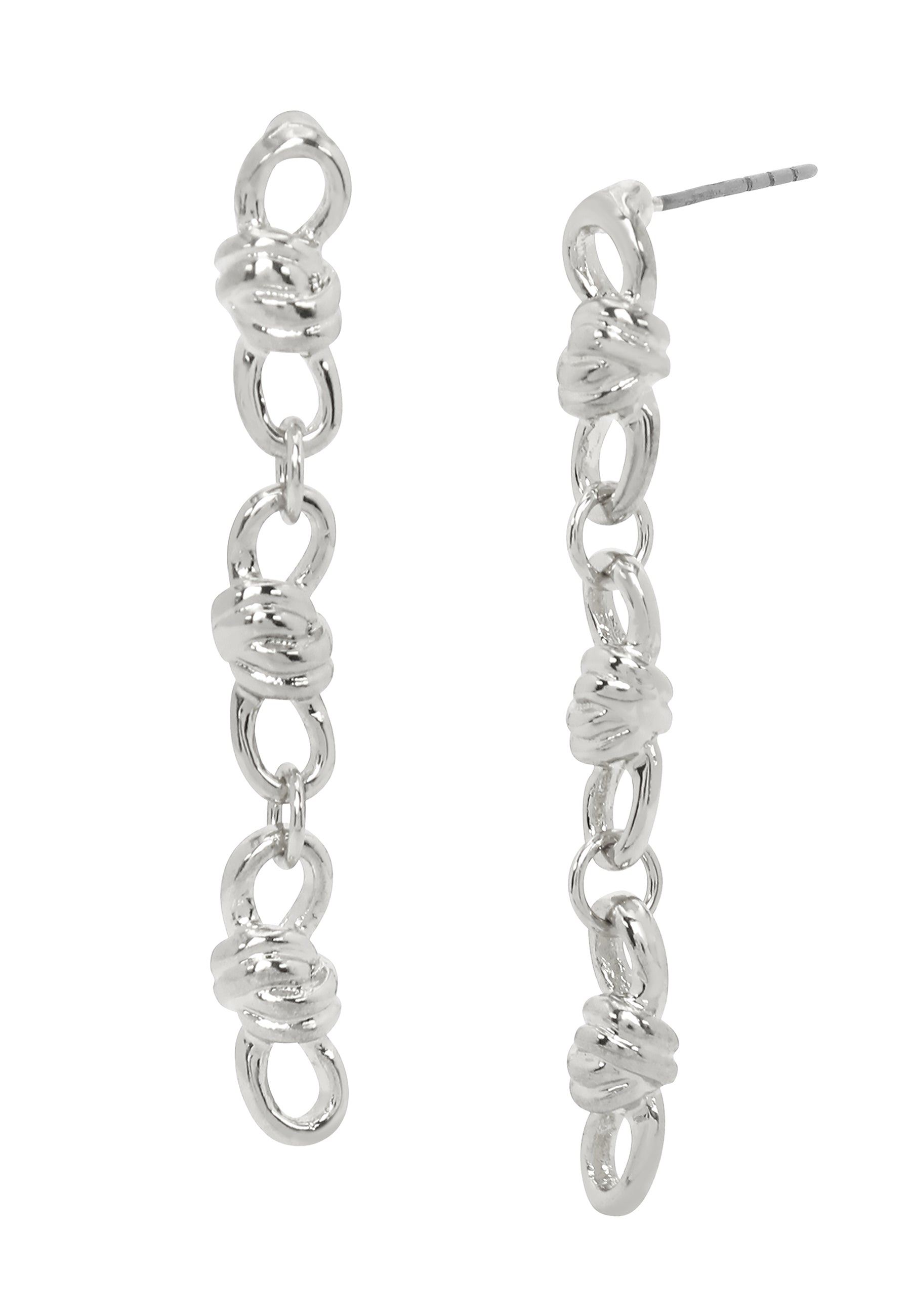 Knot Women's Silver Linear Earrings - view 2