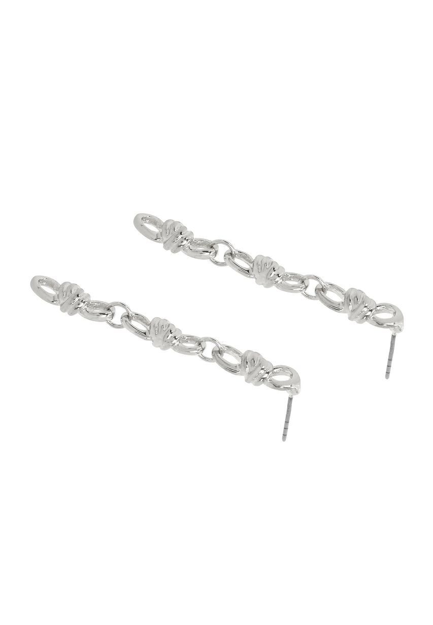 Knot Women's Silver Linear Earrings - view 3