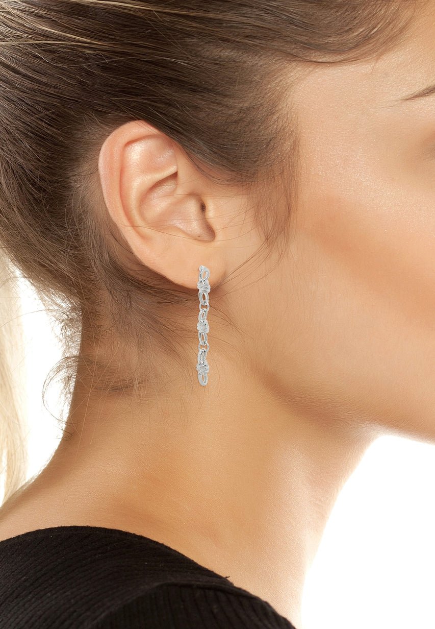 Knot Women's Silver Linear Earrings - view 4