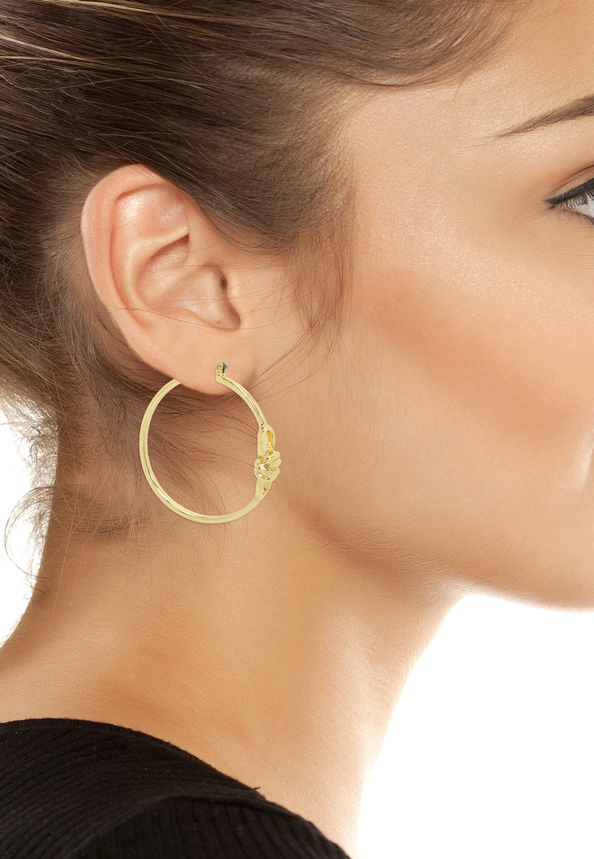 Thin Women's Knot Gold Hoops - view 3