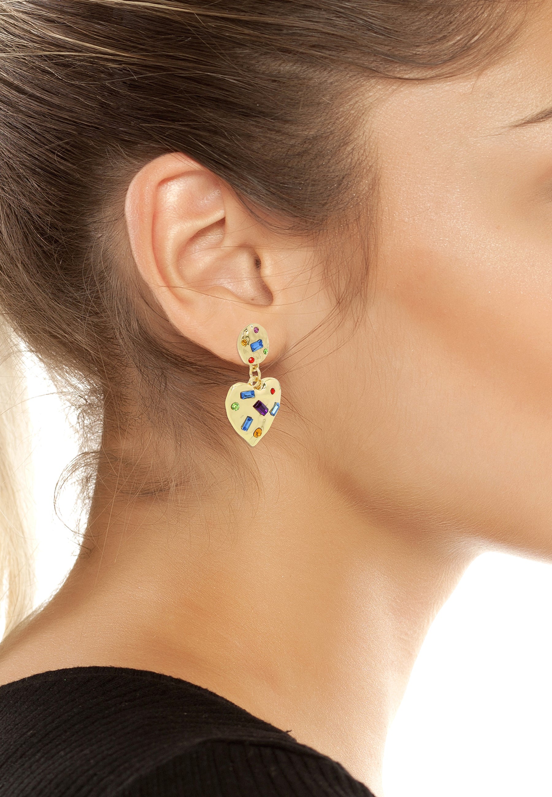 Multi Heart Women's Gold Earrings - view 4