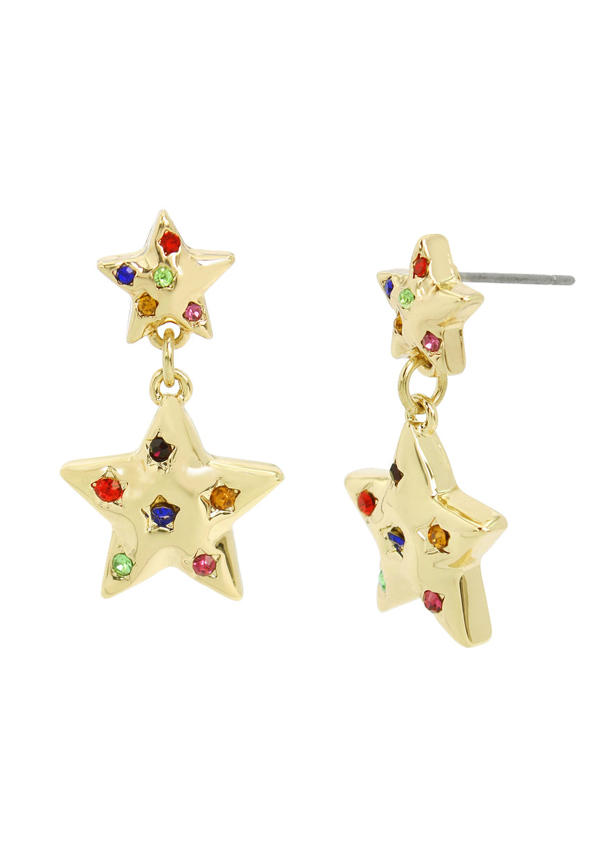 Multi Star Women's Gold Earrings Pendant Set - view 2