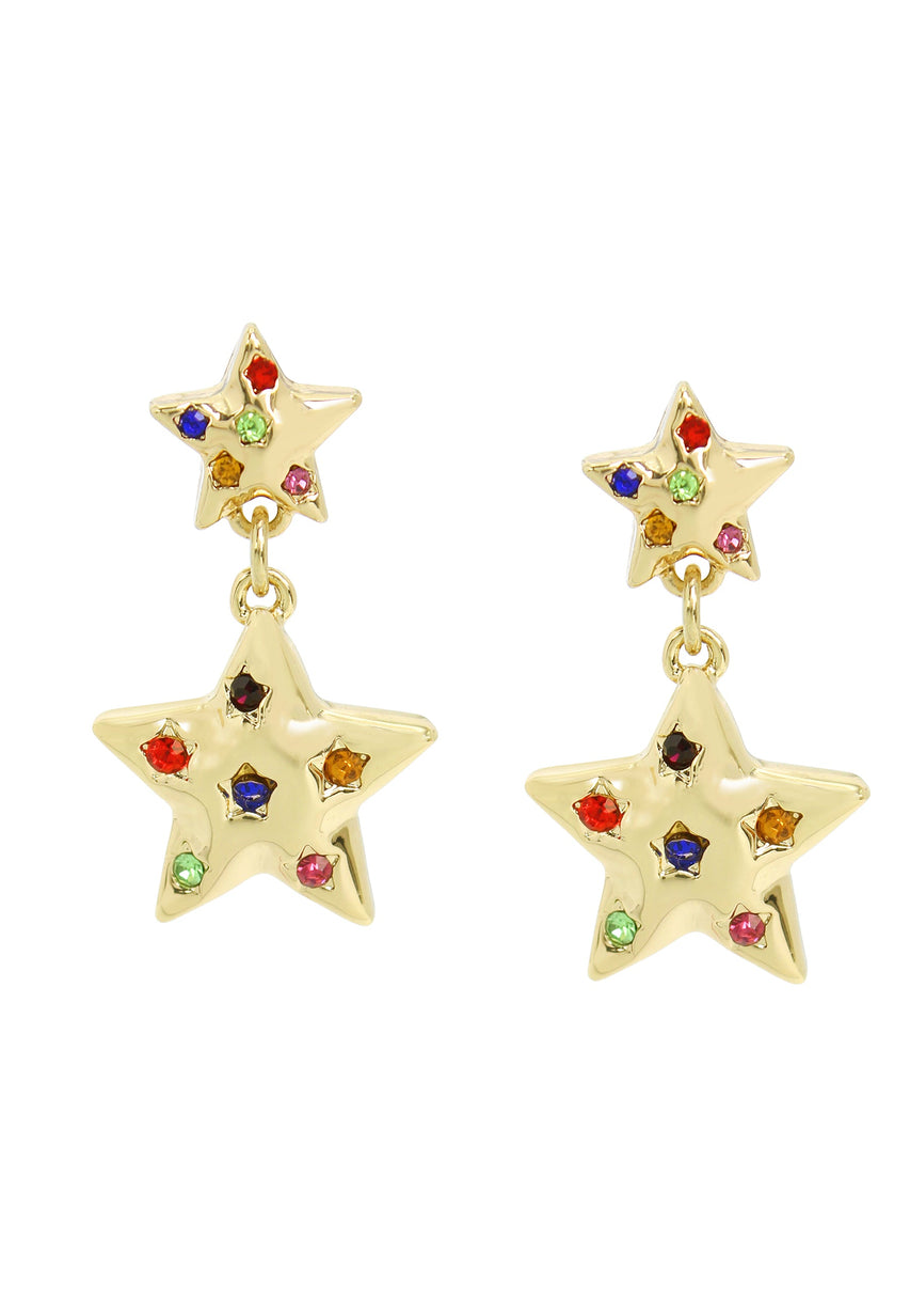 Multi Star Women's Gold Earrings Pendant Set