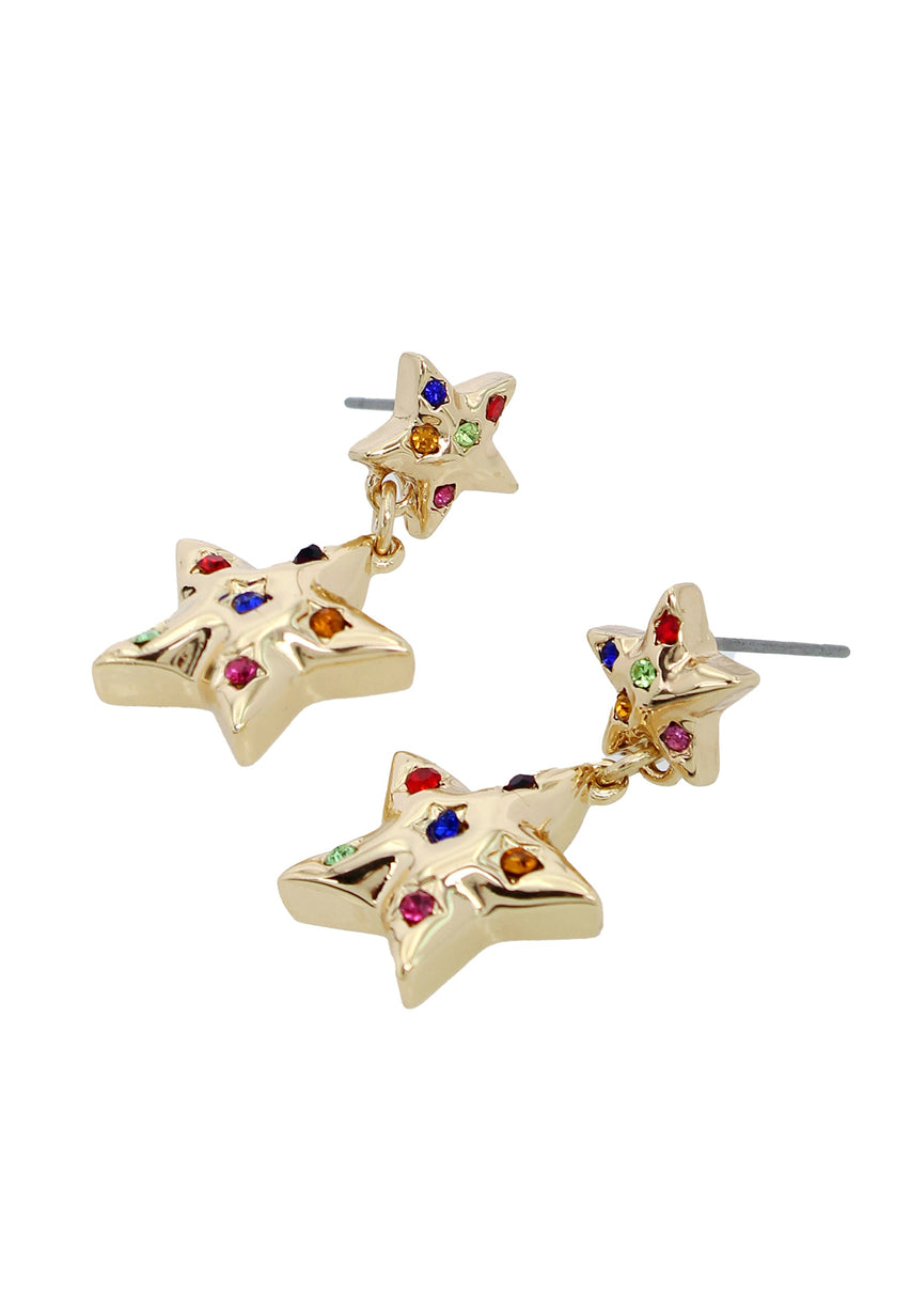 Multi Star Women's Gold Earrings Pendant Set - view 3