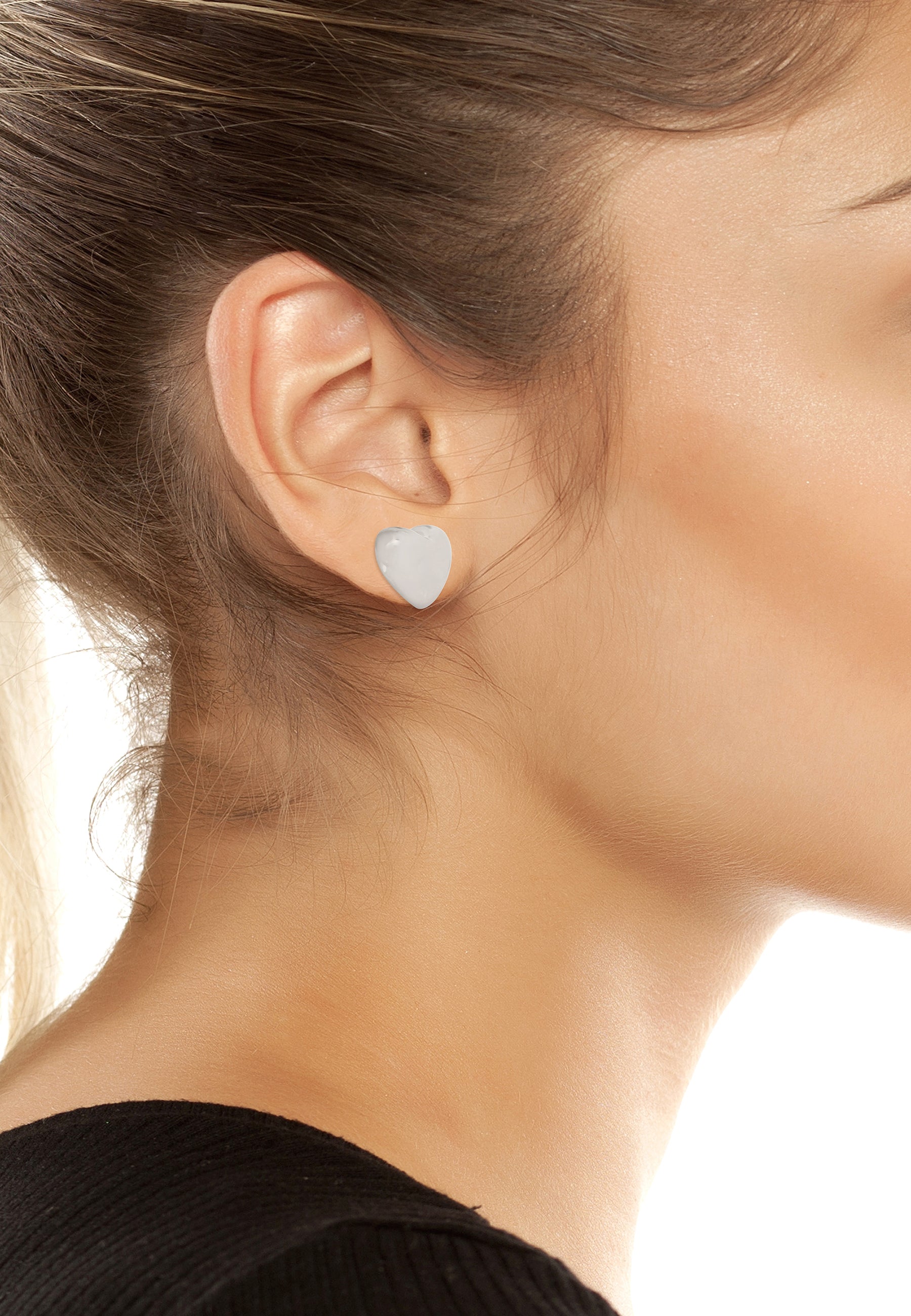 Heart Studs Women's Silver Earrings - view 4
