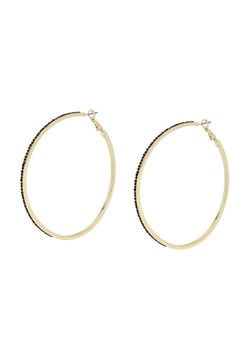 Crystal Hoops Women's Silver Earrings