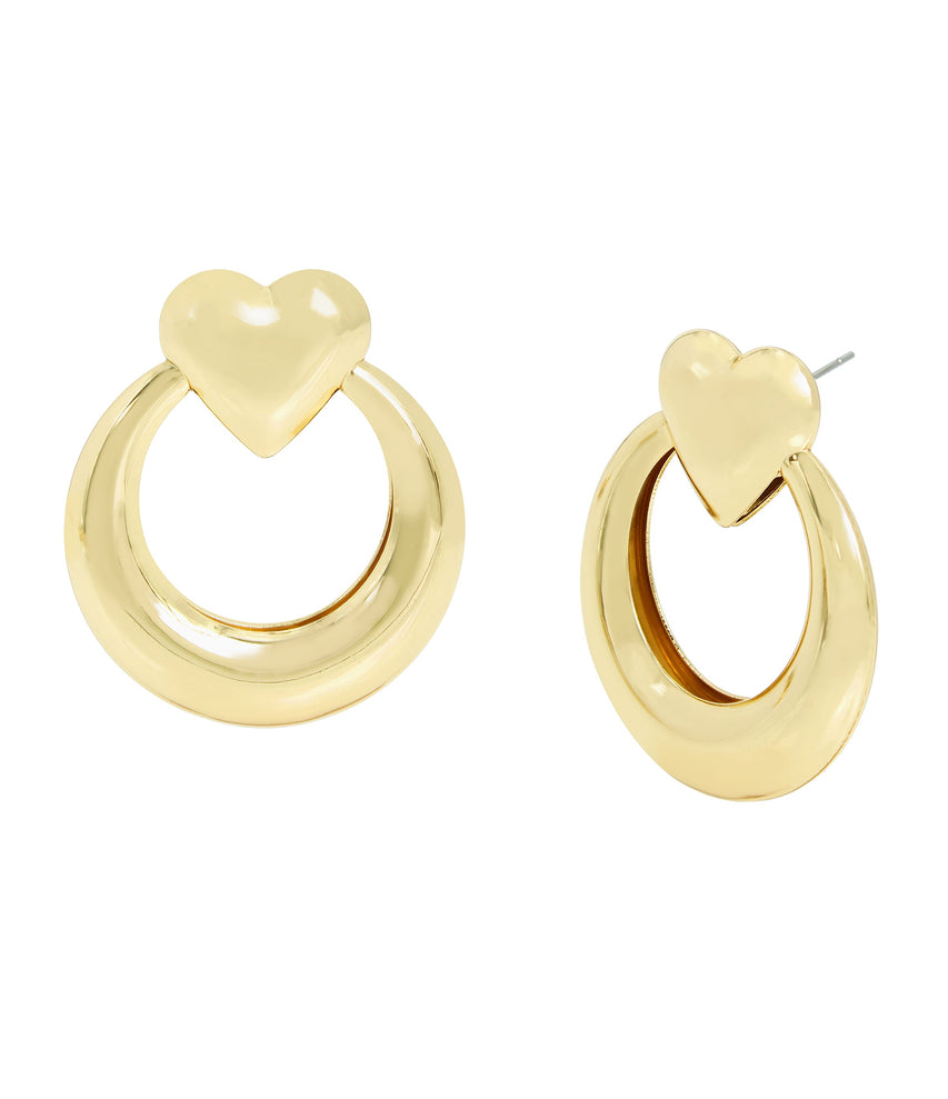 Clear Heart Studs Women's Gold Earrings - view 2