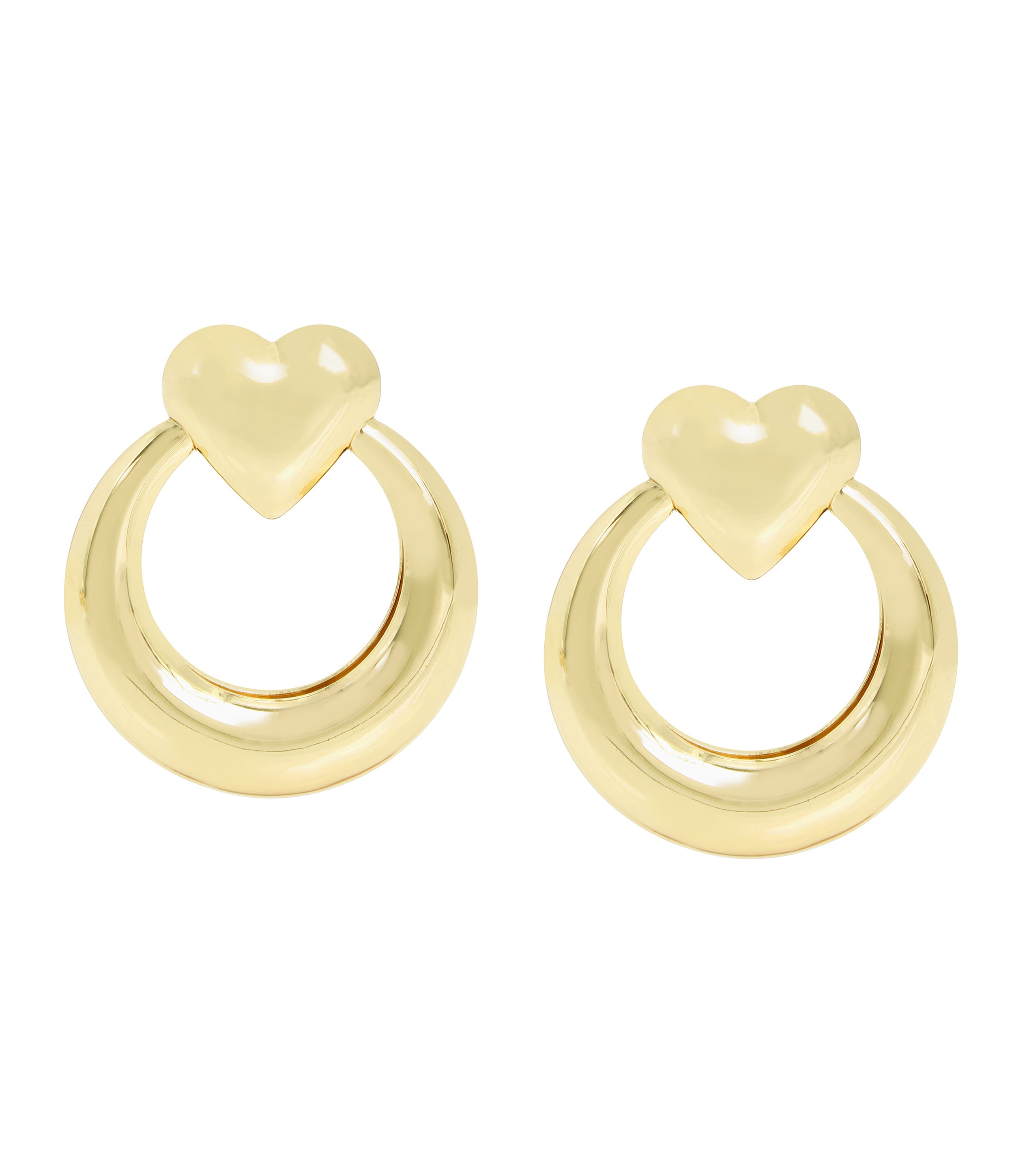 Clear Heart Studs Women's Gold Earrings
