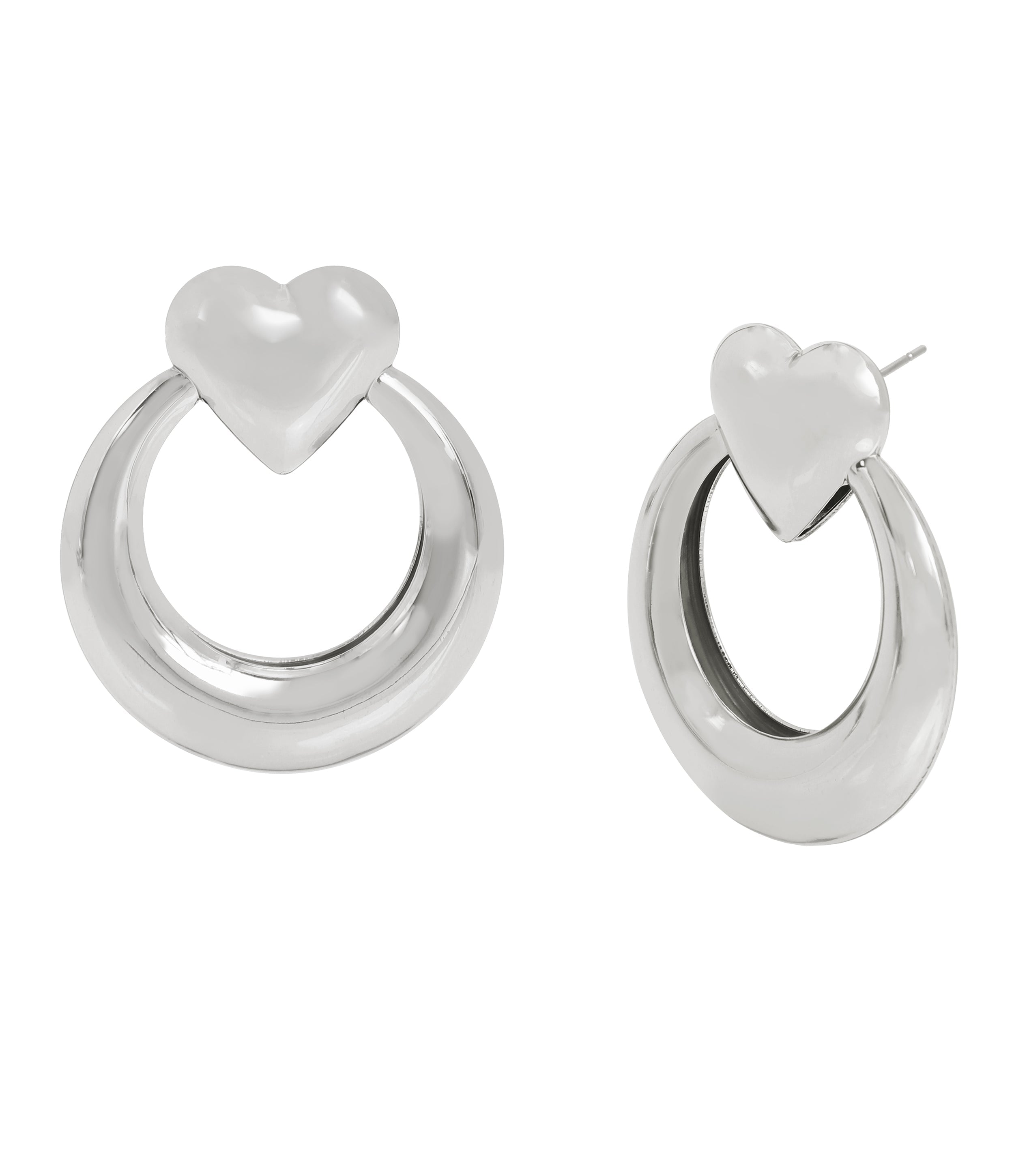 Clear Heart Studs Women's Silver Earrings - view 2