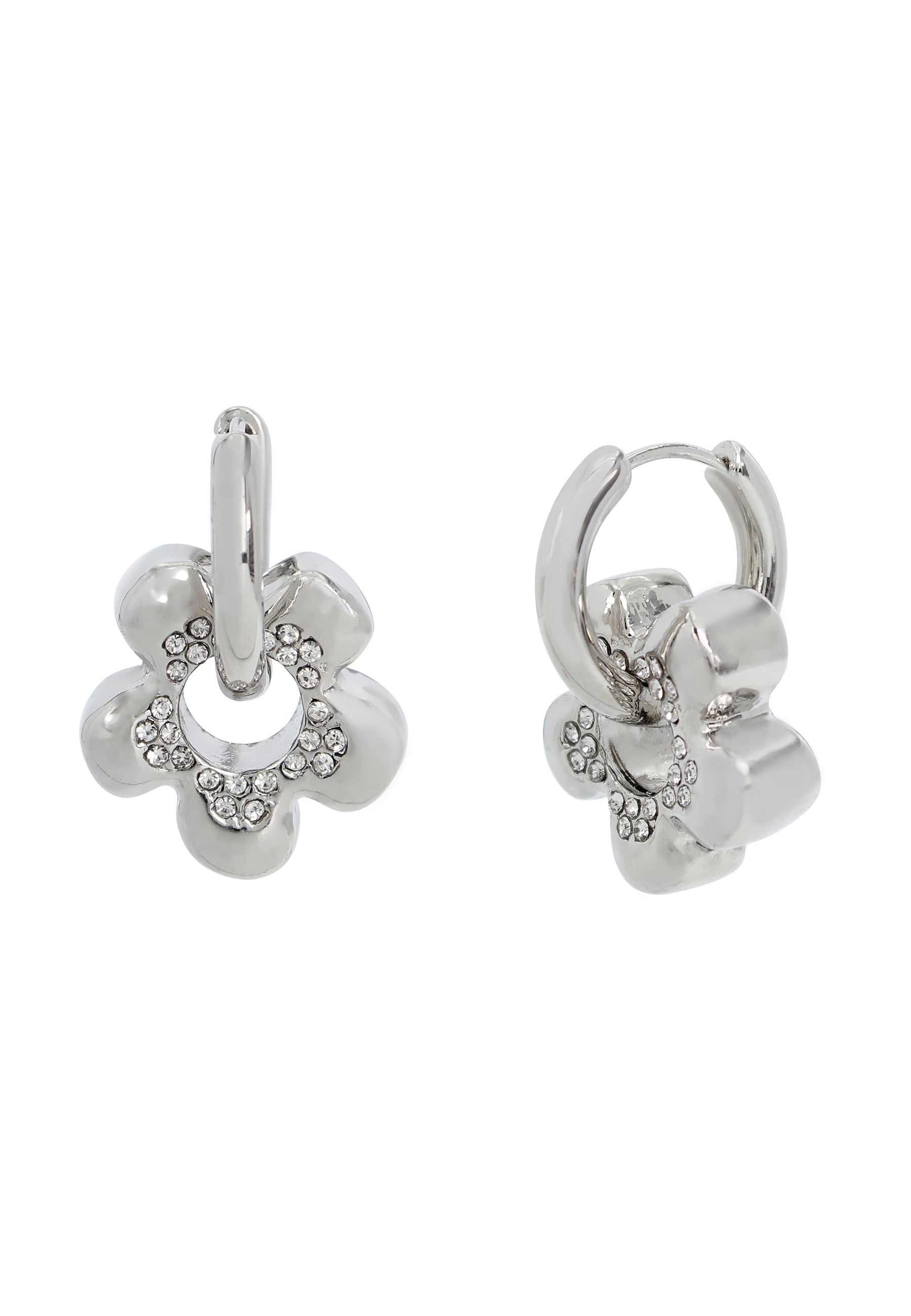Flower Hoops Women's Crystal Earrings