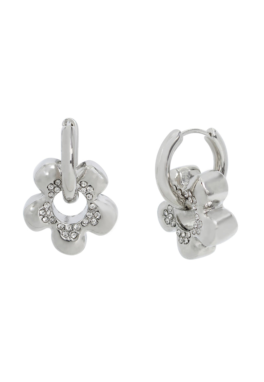 Flower Hoops Women's Crystal Earrings