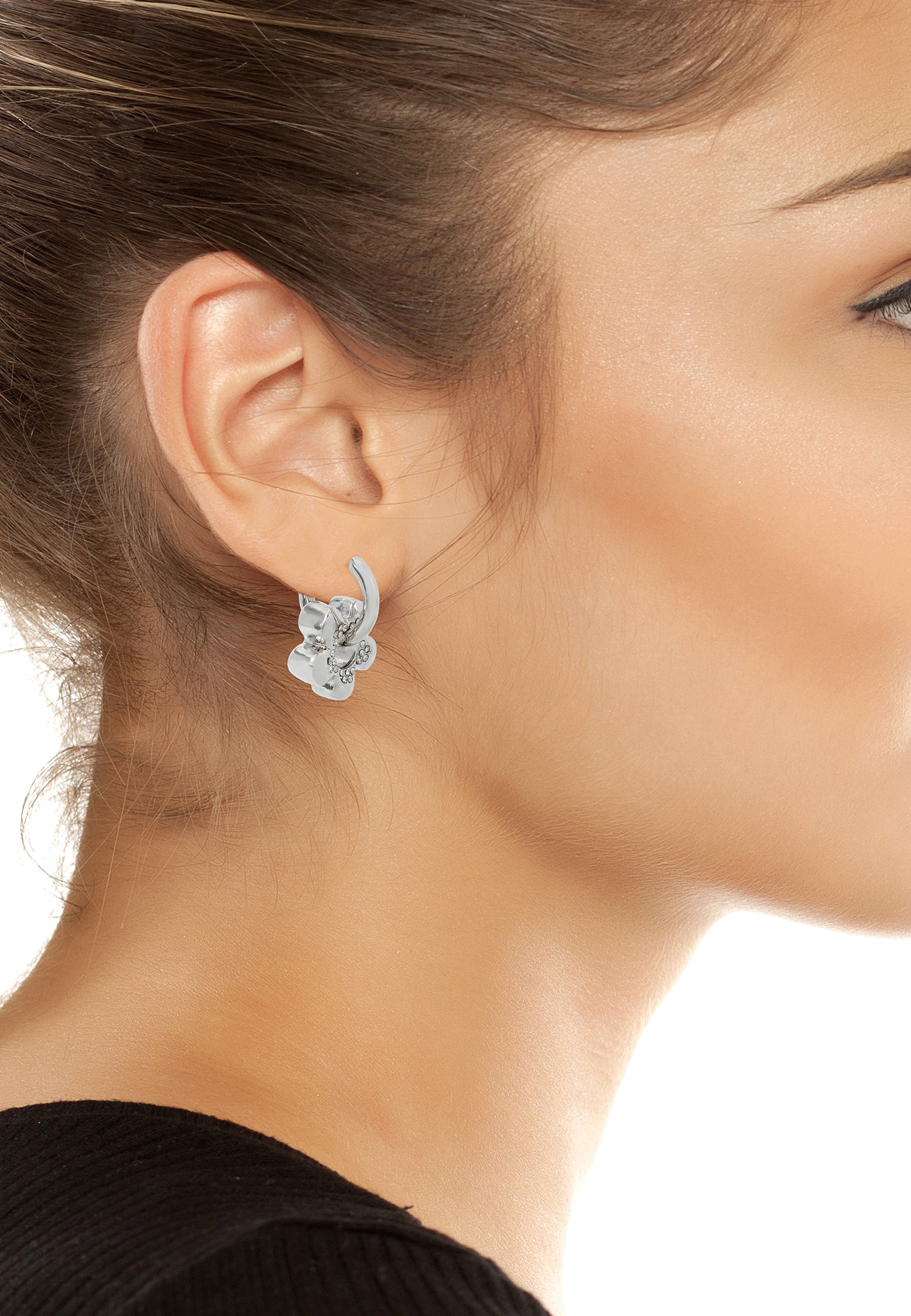 Flower Hoops Women's Crystal Earrings - view 3