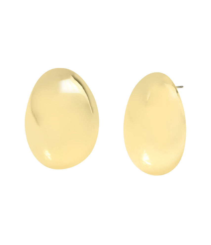 Oval Women's Gold Earrings - view 2