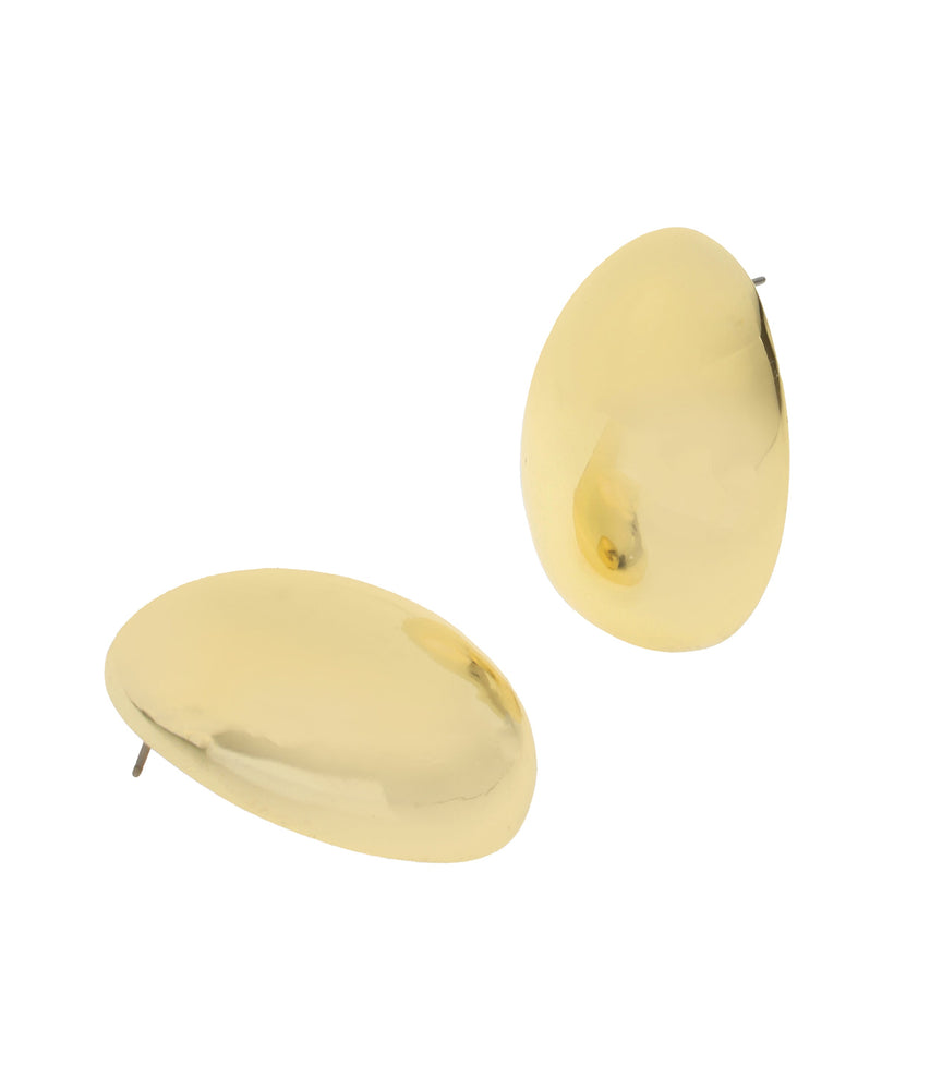 Oval Women's Gold Earrings - view 3