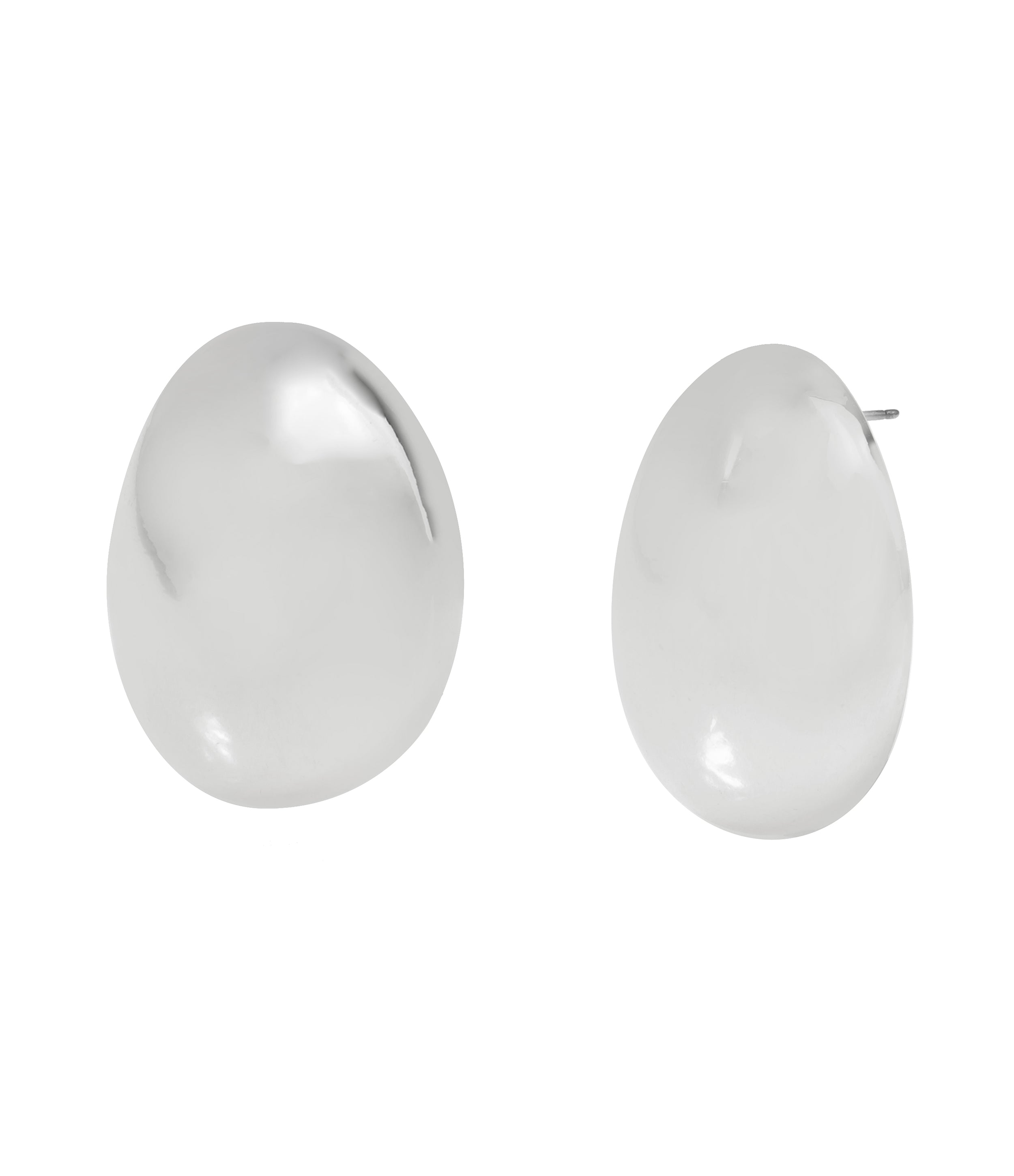 Oval Women's Silver Earrings - view 2
