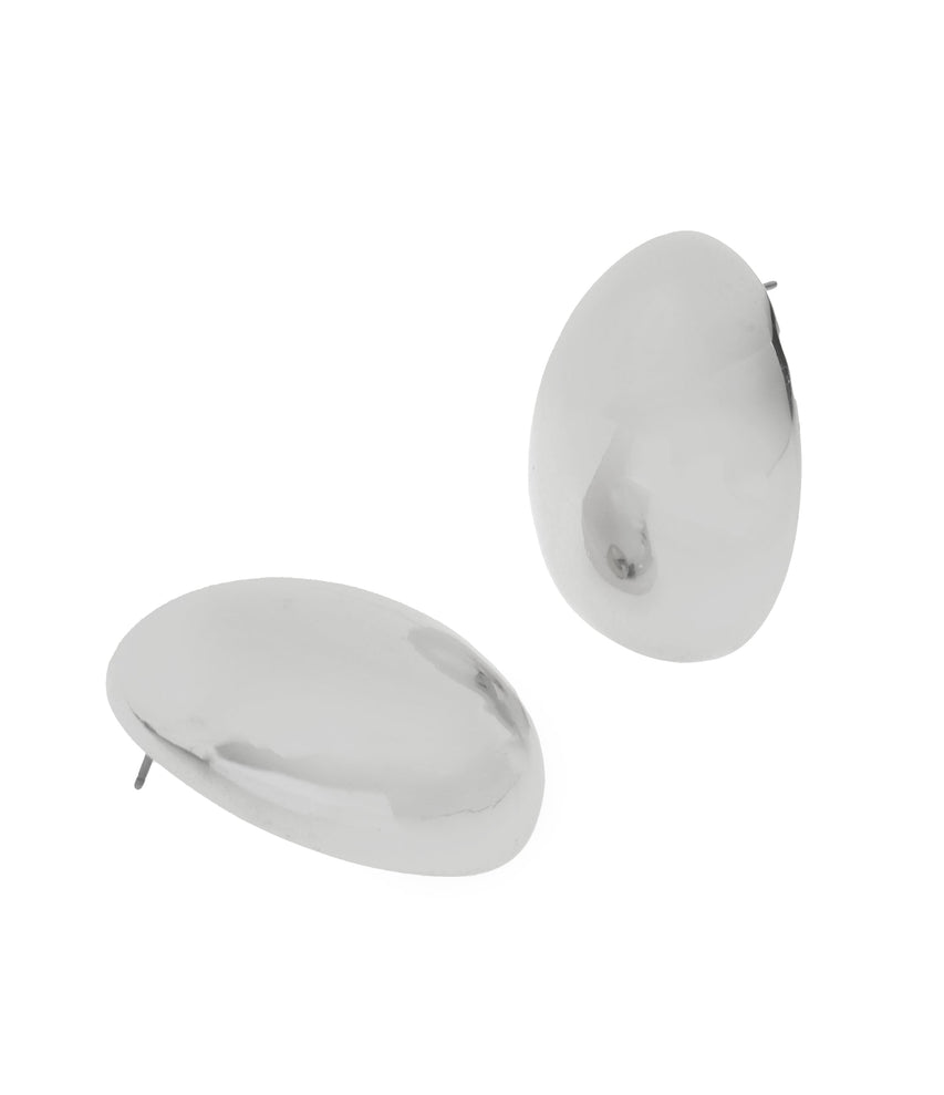 Oval Women's Silver Earrings - view 3