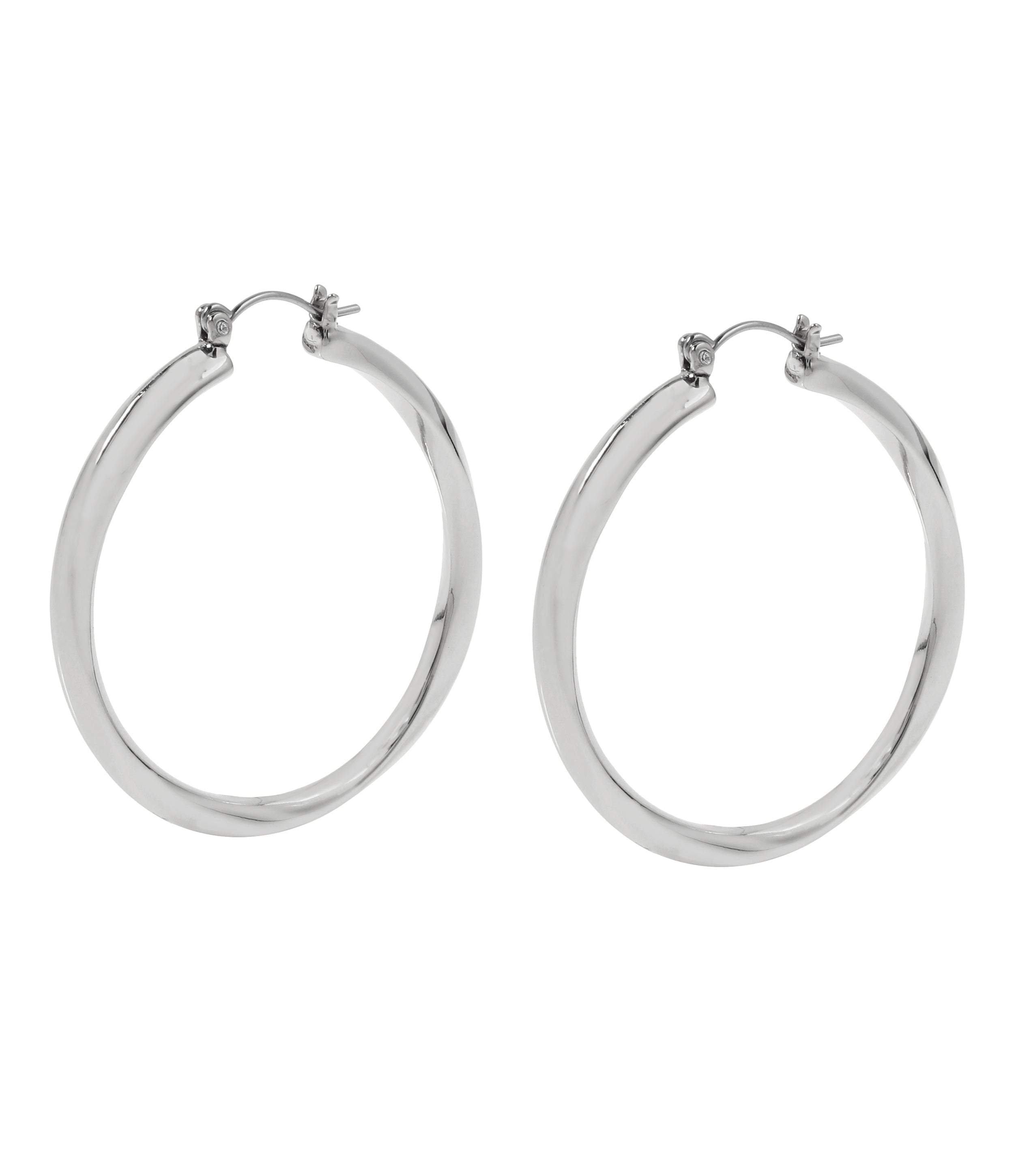 Twisted Women's Gunmetal Hoops