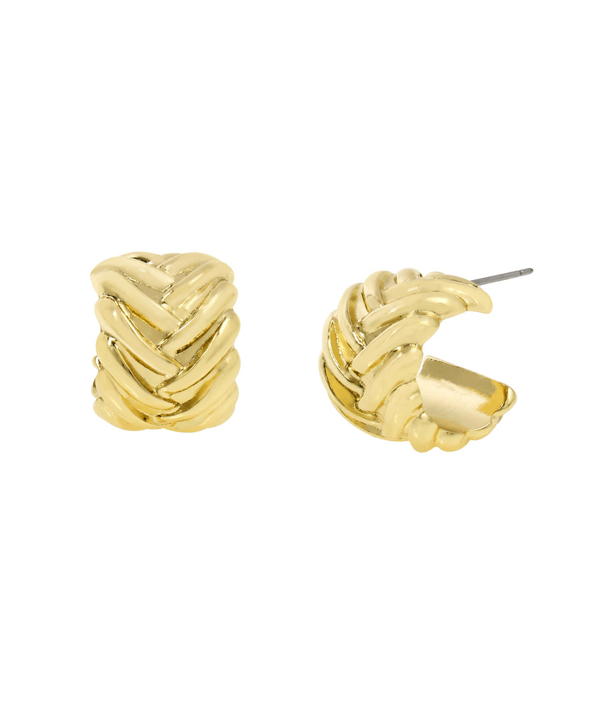 Woven Hoop Women's Gold Earrings - view 2