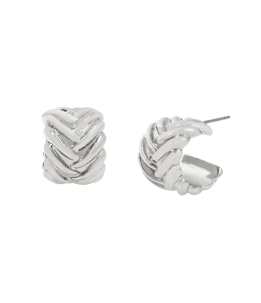 Woven Hoop Women's Gunmetal Earrings - view 2