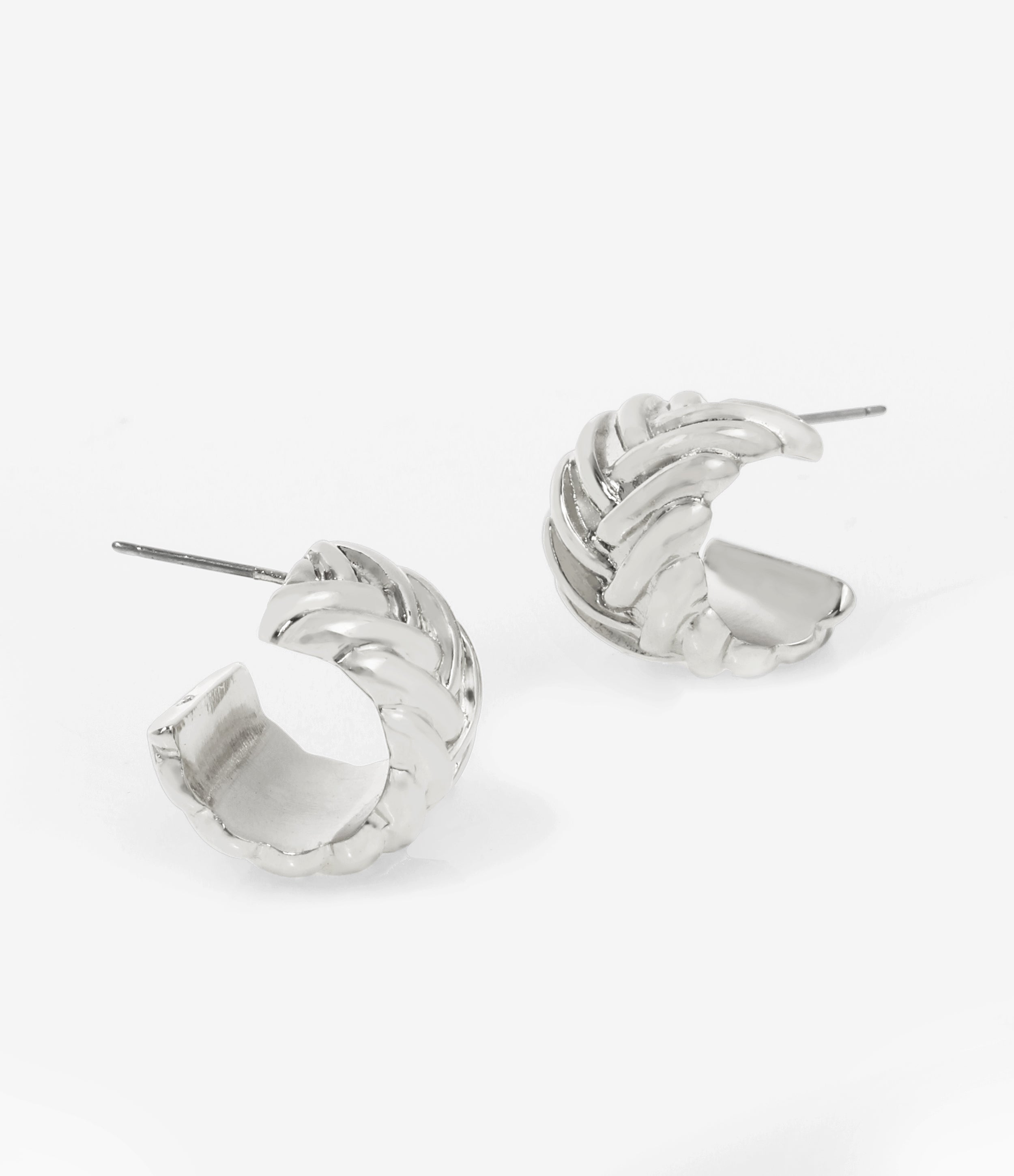 Woven Hoop Women's Gunmetal Earrings
