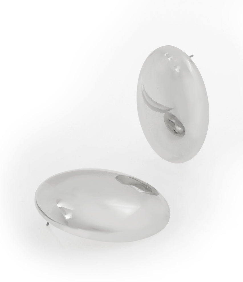 Oval Women's Gunmetal Studs - view 3