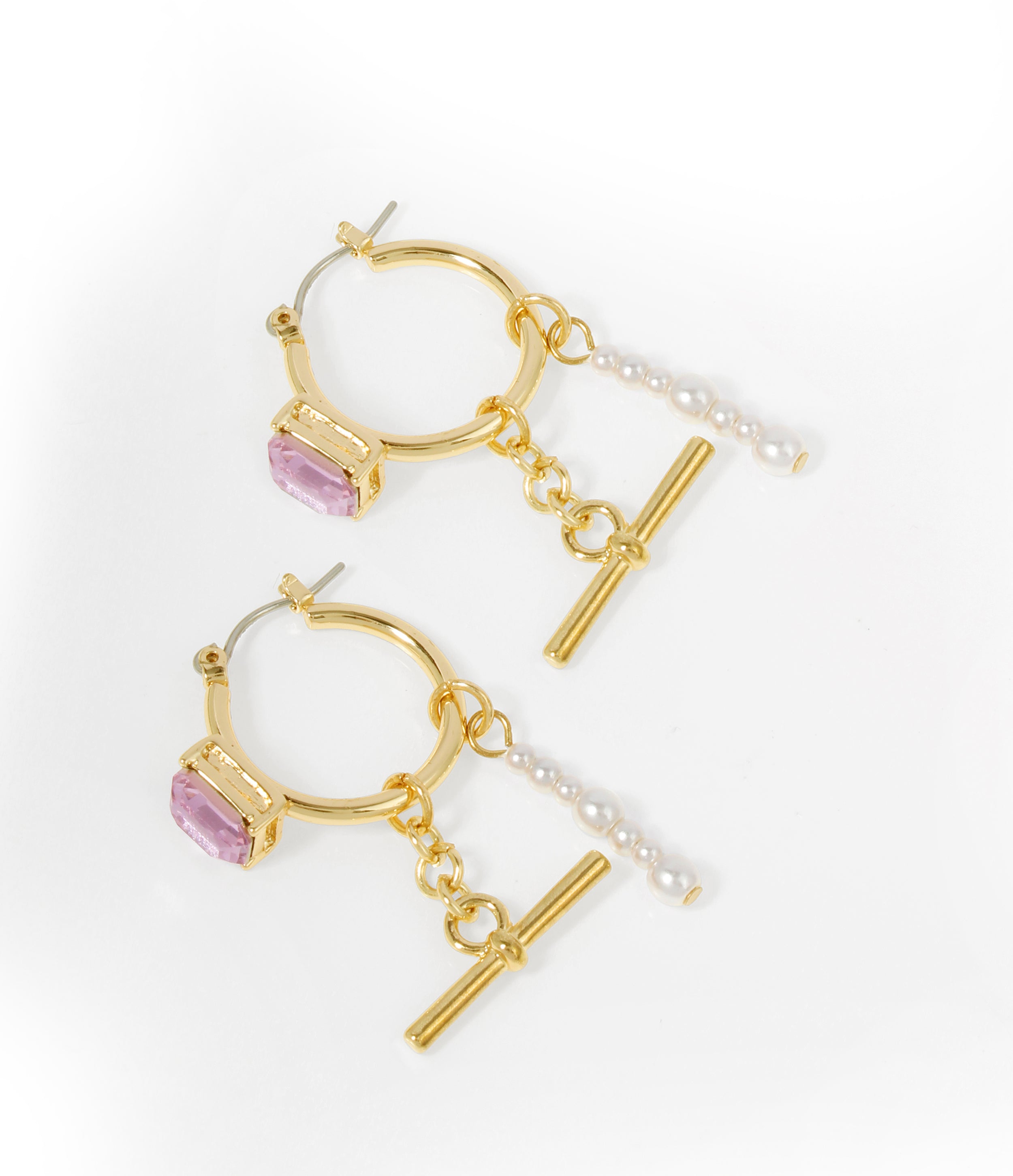 Crystal Hoops Women's Ivory Pearl Earrings - view 2