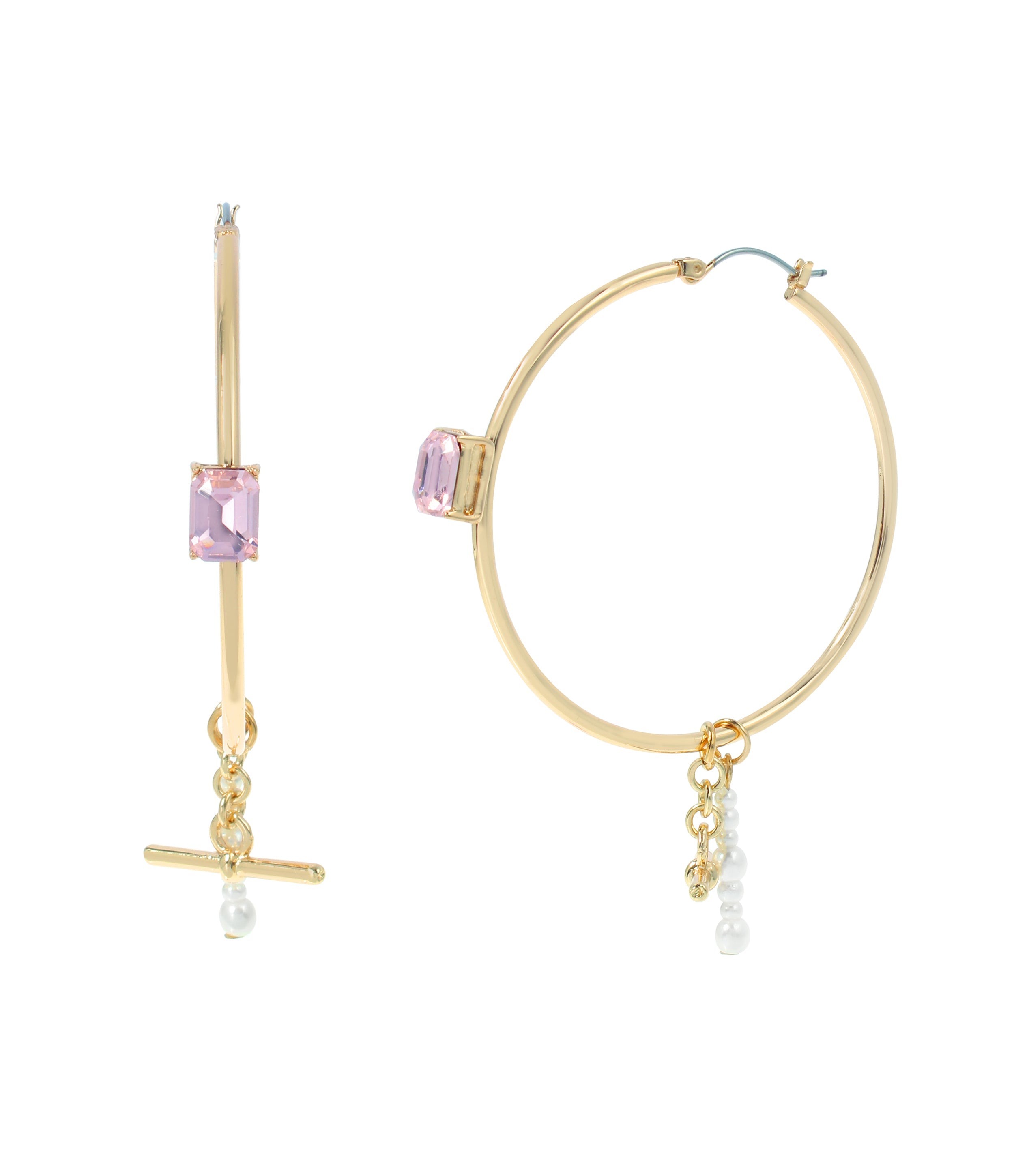 Crystal Hoops Women's Ivory Pearl Earrings