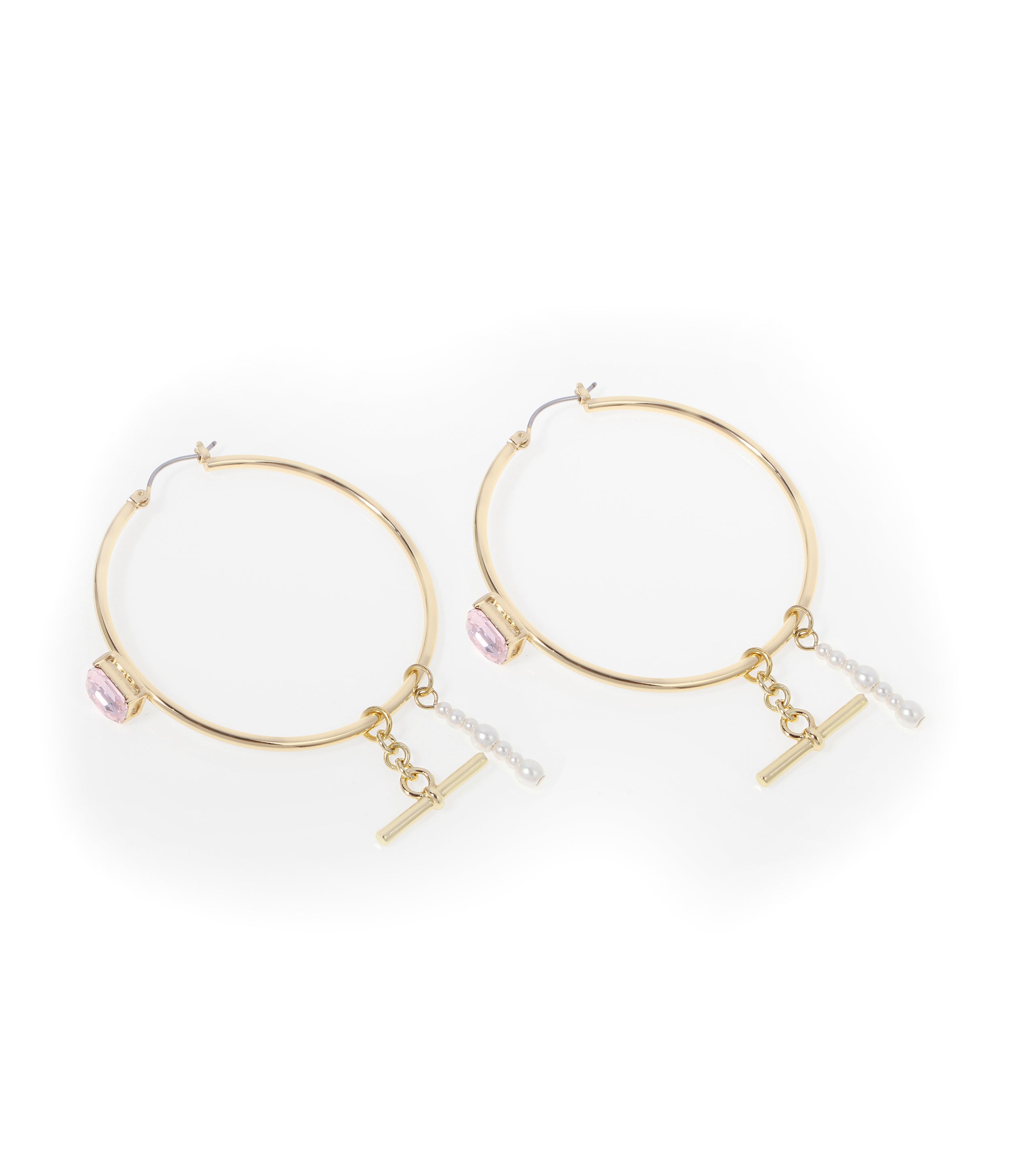 Crystal Hoops Women's Ivory Pearl Earrings - view 3