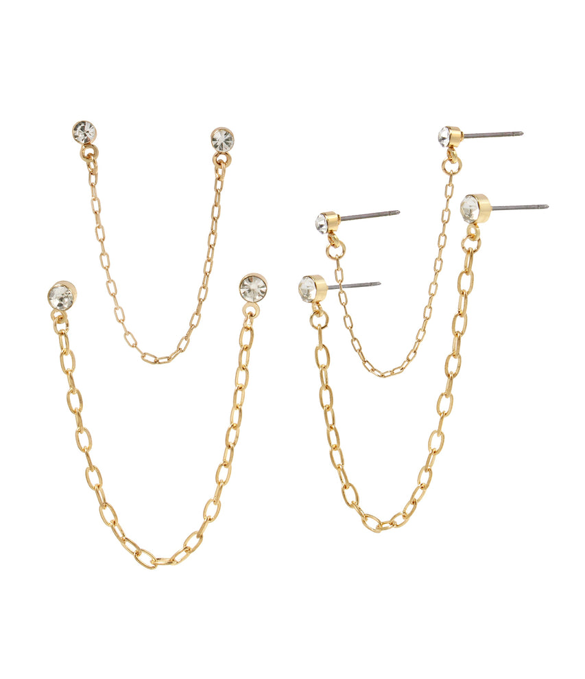 Crystal Stud Women's Gold Earrings Set