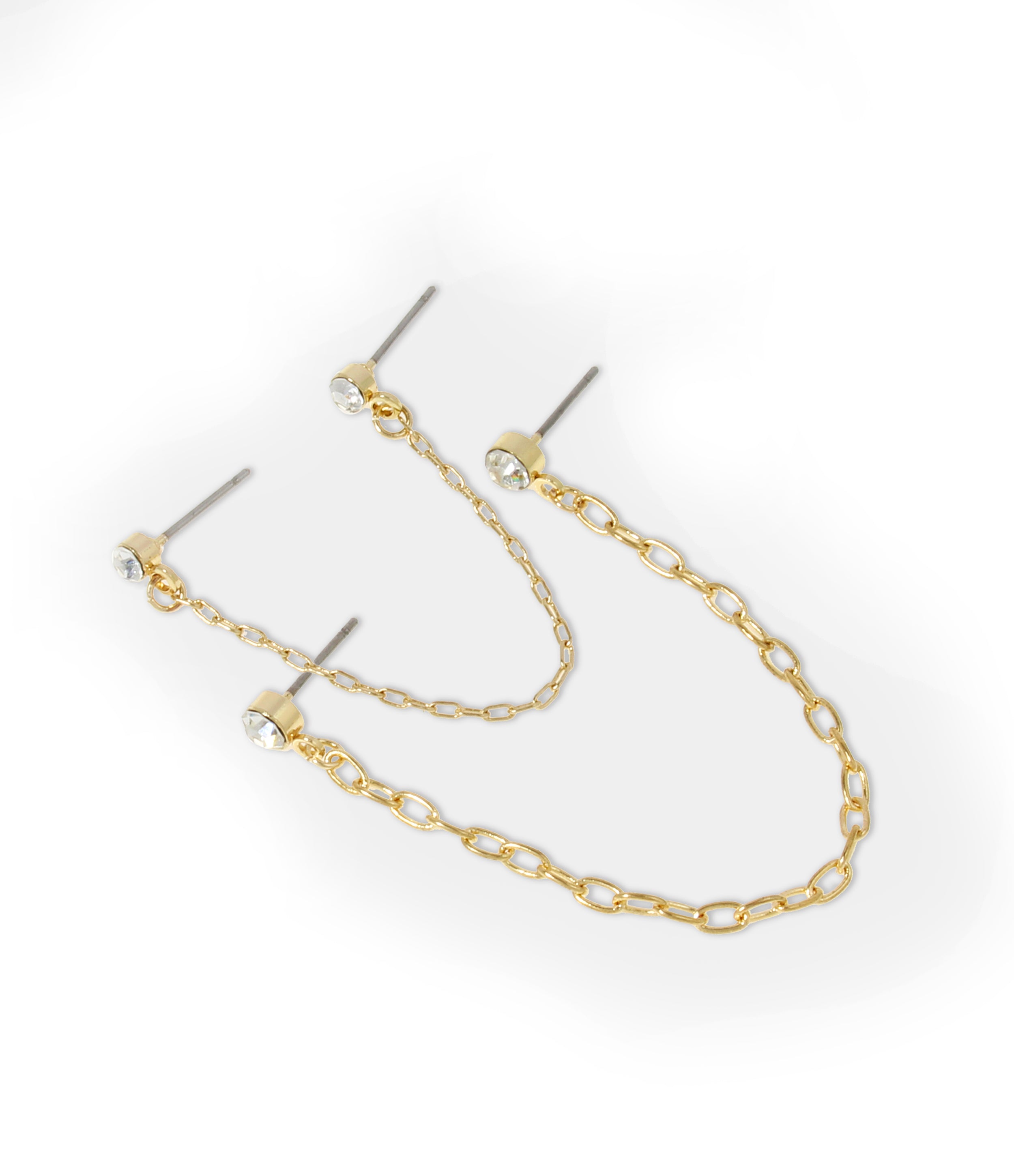 Crystal Stud Women's Gold Earrings Set - view 2
