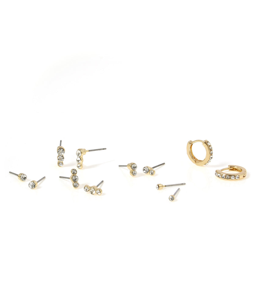 Crystal Studs Women's Gold Earrings Set - view 2