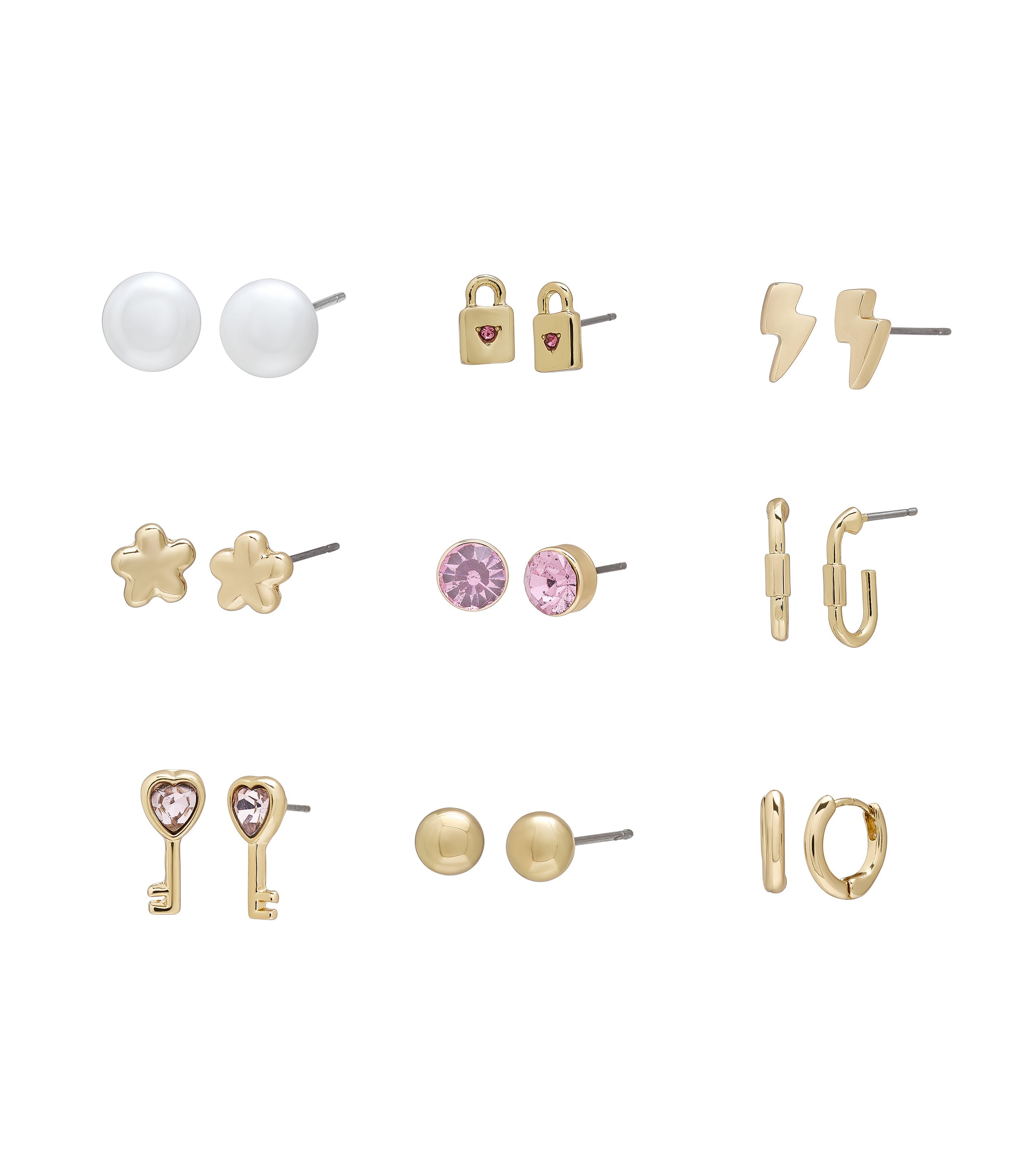 11 Pc Garden Studs Women's Pearl Gold Earrings - view 2