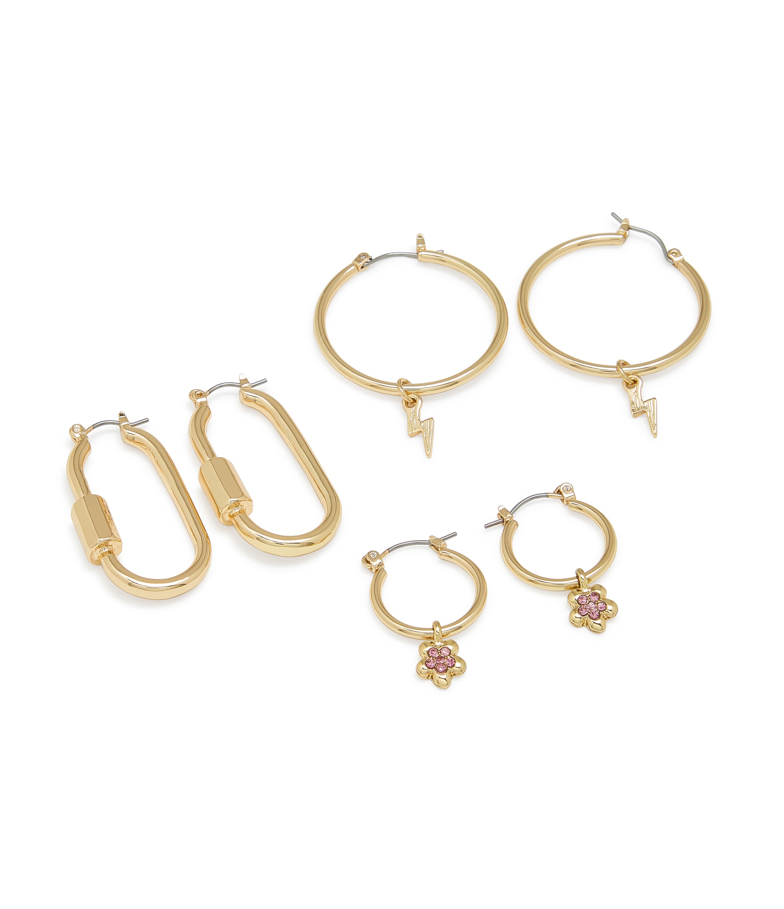 Flower Hoops Women's Gold Ivory Earrings