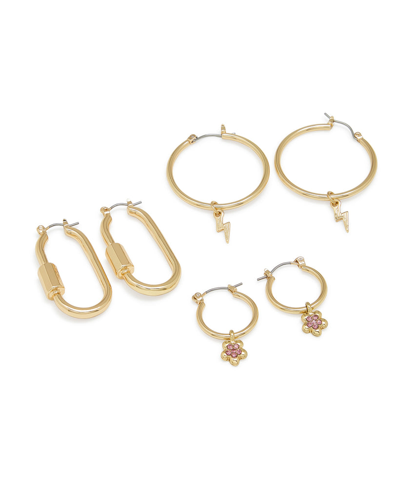 Flower Hoops Women's Gold Ivory Earrings