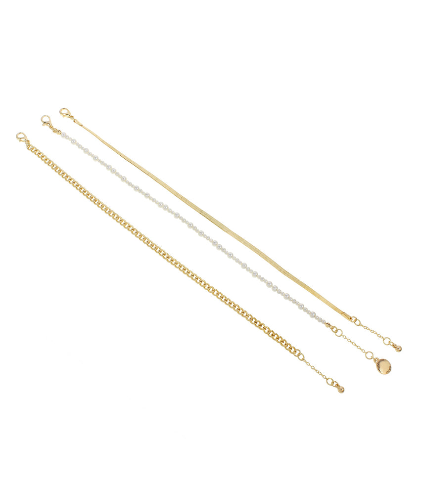 3Pc Women's Gold Anklet - view 2