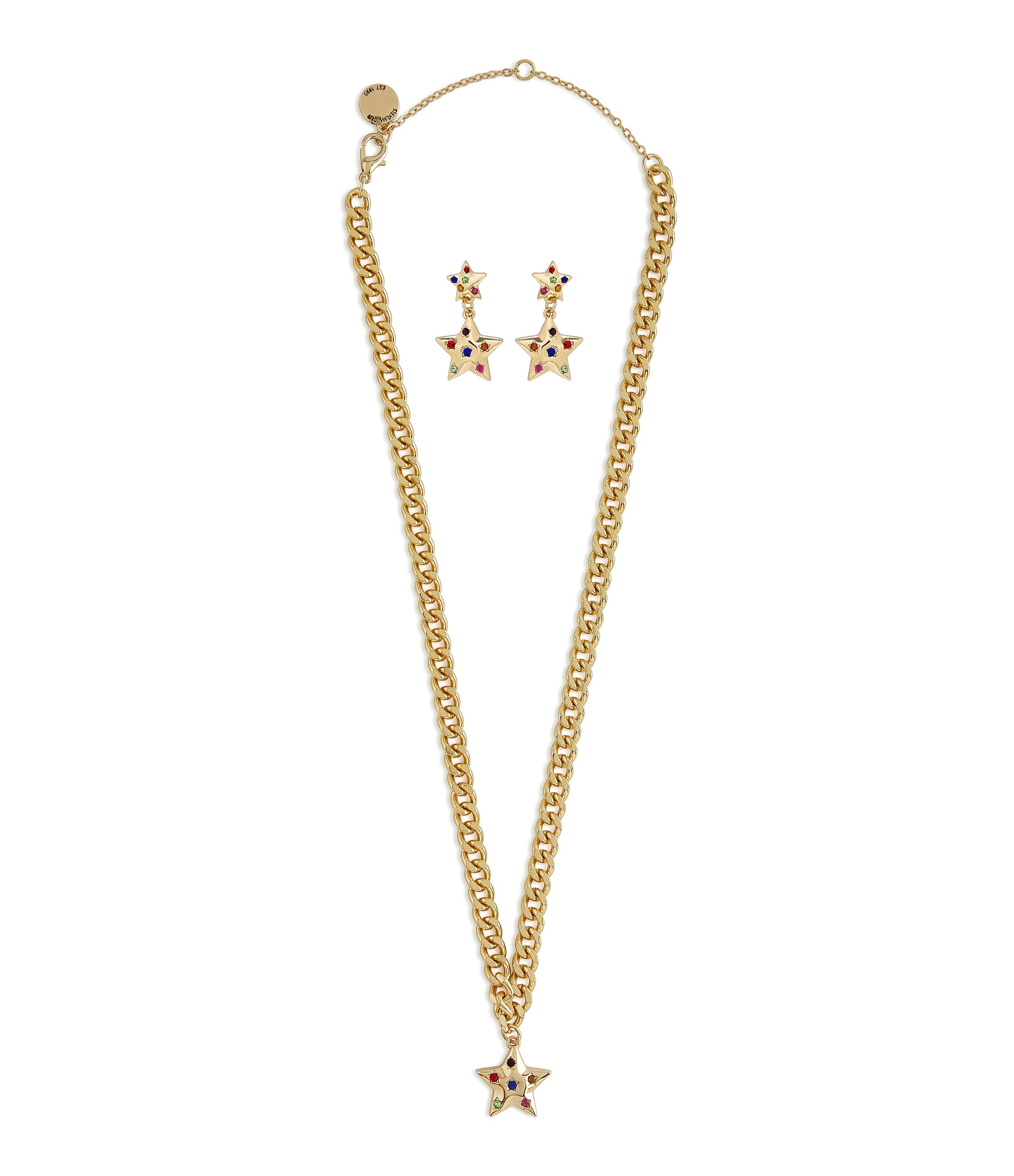 Multi Star Women's Rose Gold Earrings Pendant Set