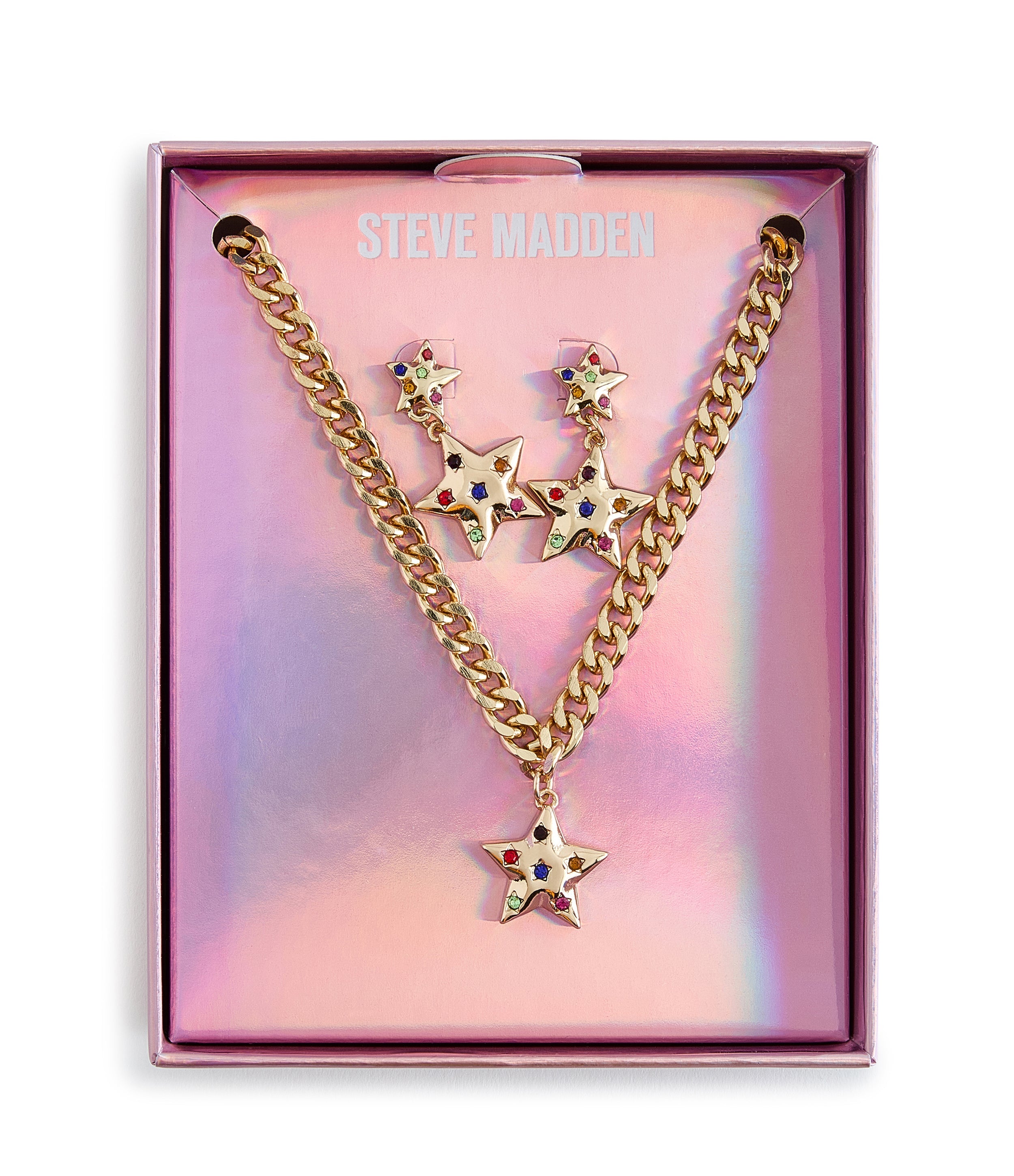 Multi Star Women's Rose Gold Earrings Pendant Set - view 4