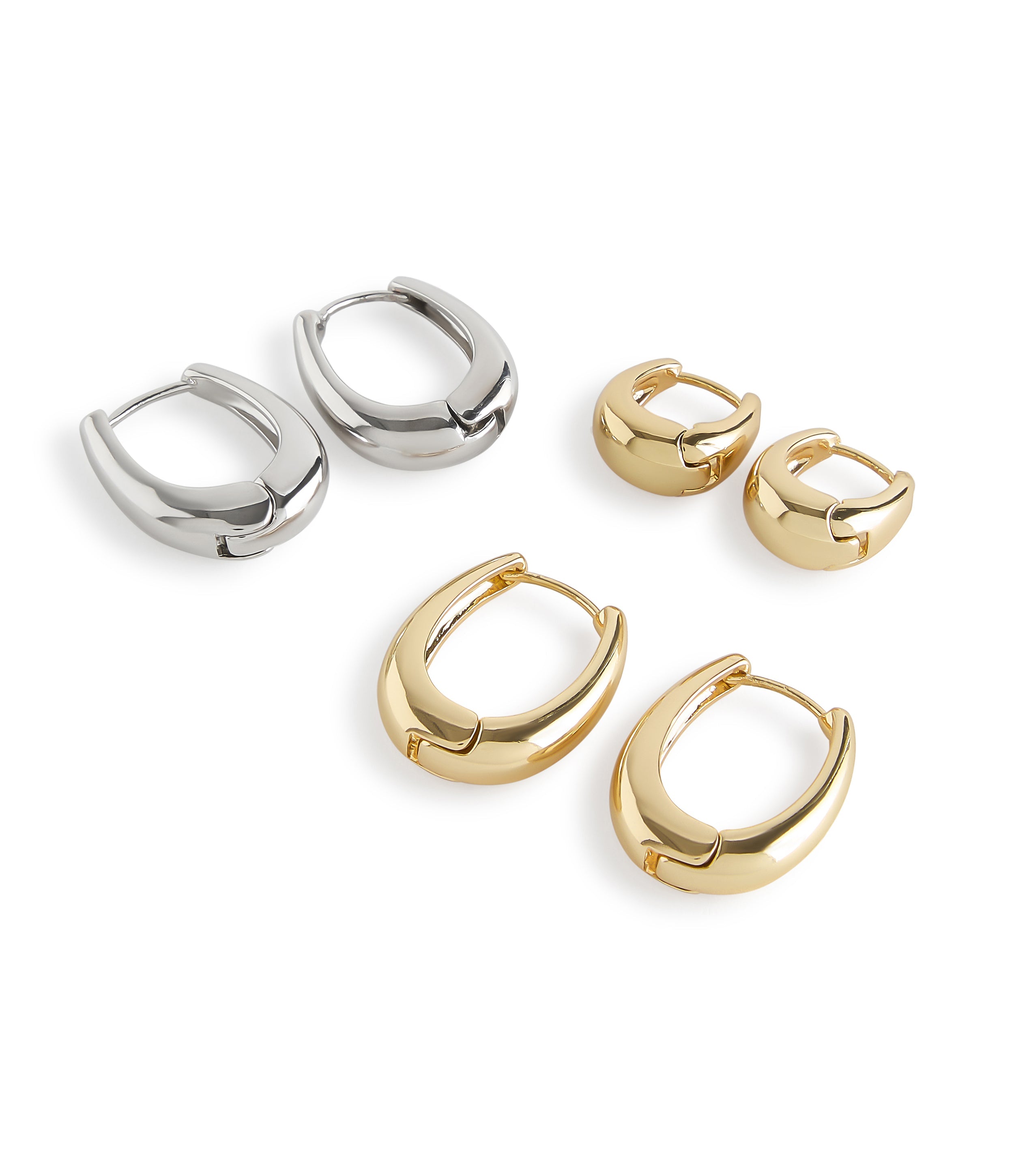 3Pc Hoops Women's Gold Earrings Set - view 2