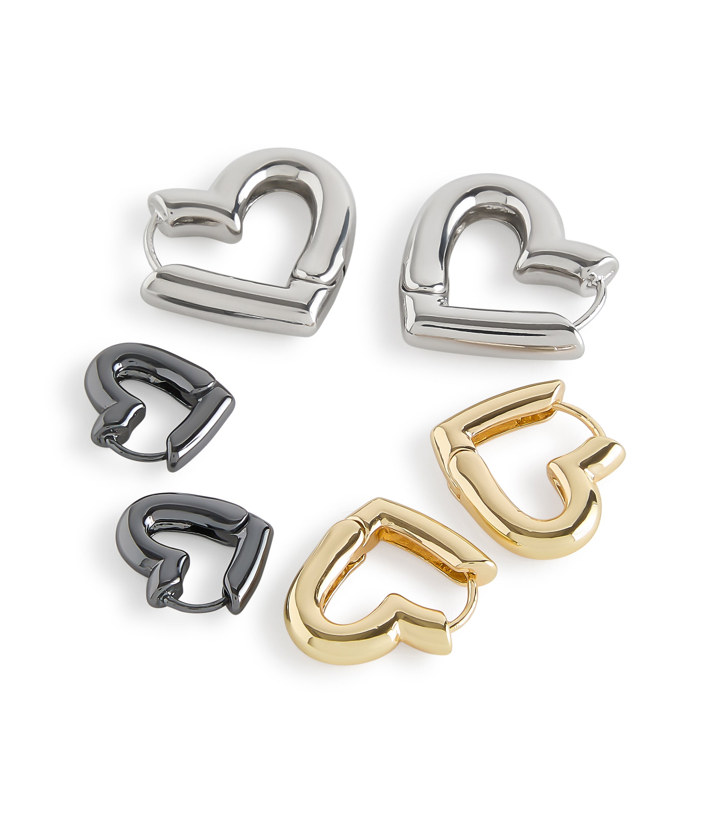 3Pc Heart Women's Blush Gold Earrings - view 2