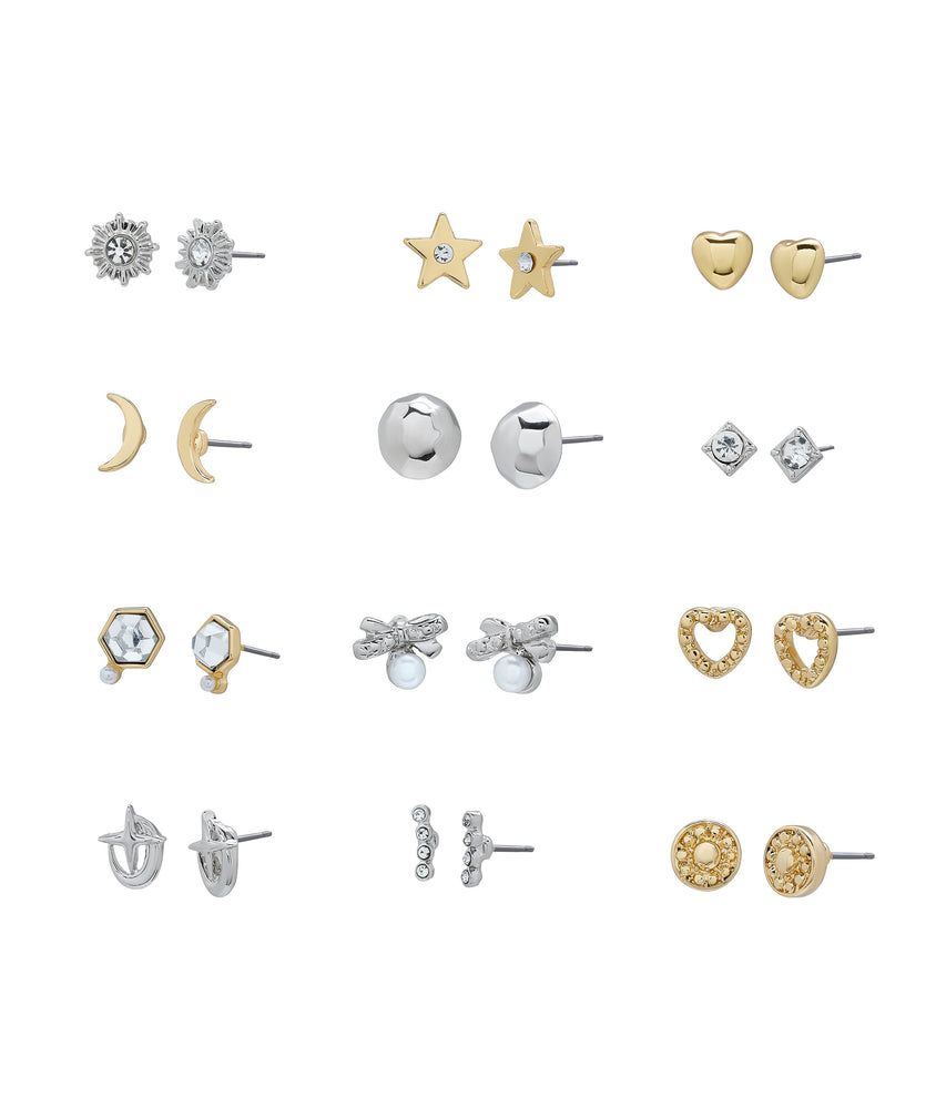 12 Pc Studs Women's Crystal Earrings - view 2