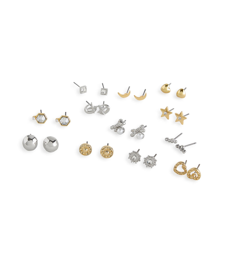 12 Pc Studs Women's Crystal Earrings