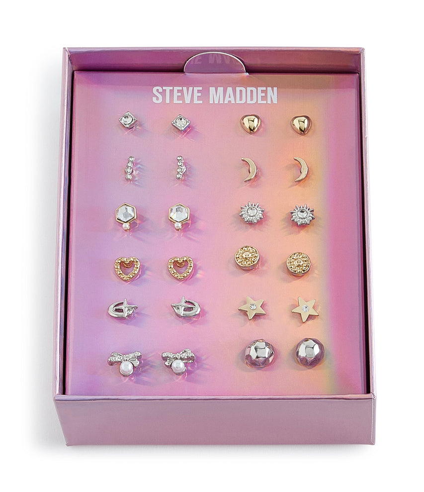 12 Pc Studs Women's Crystal Earrings - view 3