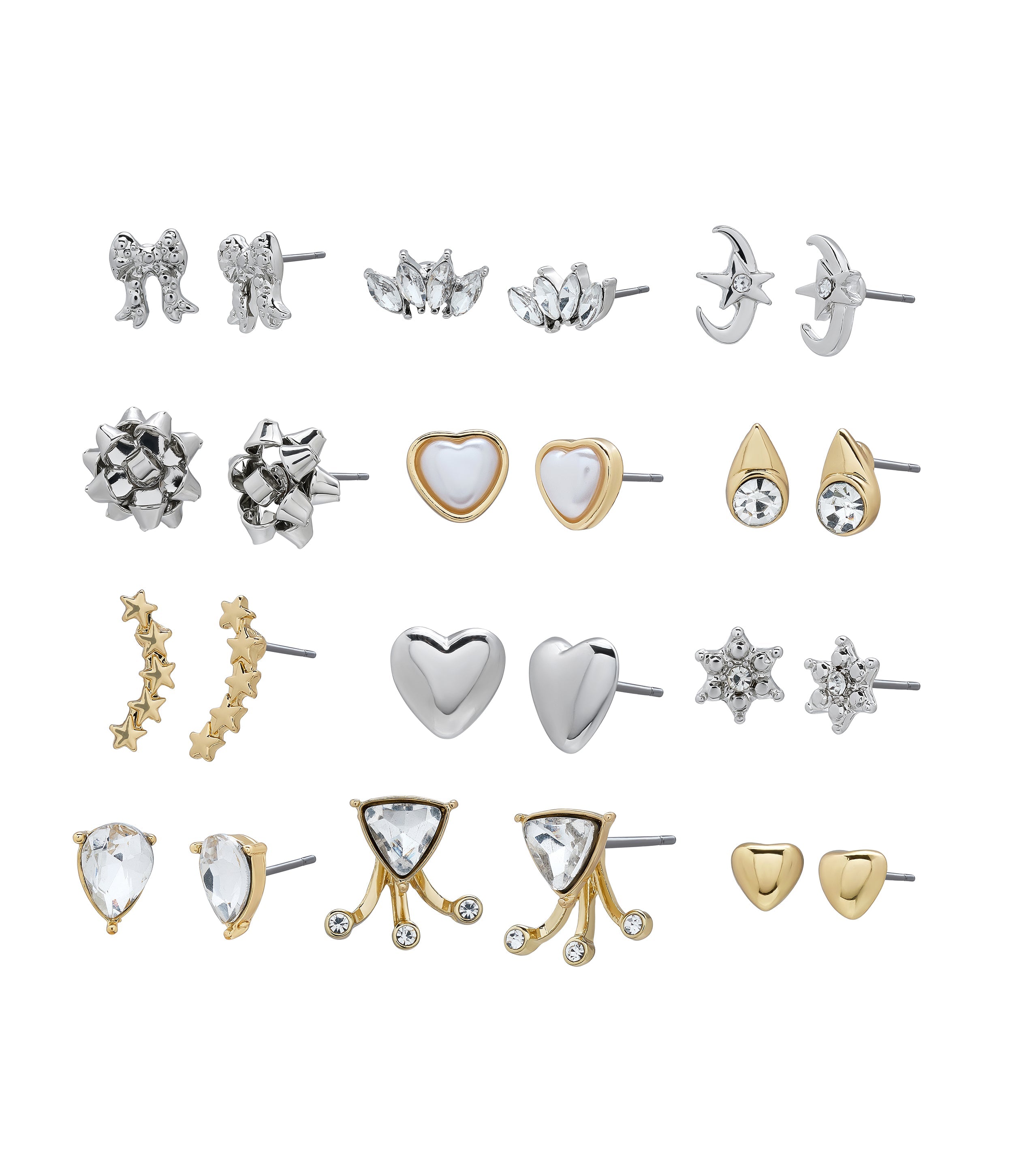 Heart Mixed Studs Women's Crystal Earrings