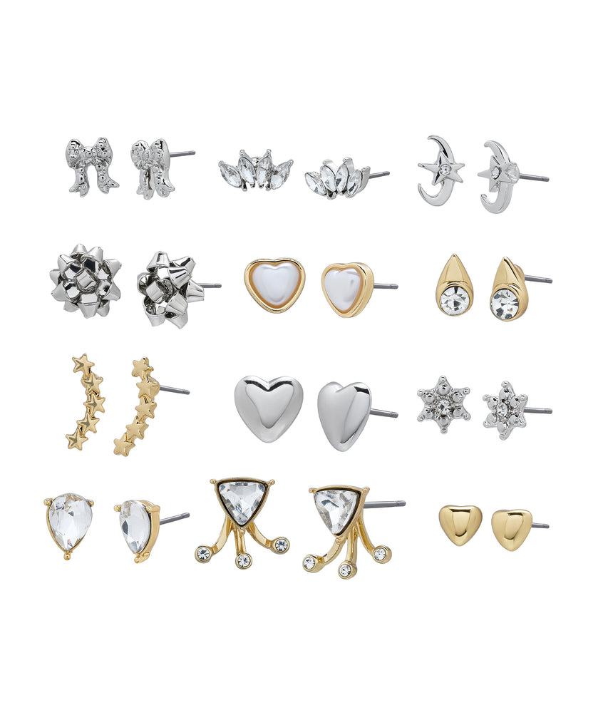 Heart Mixed Studs Women's Crystal Earrings