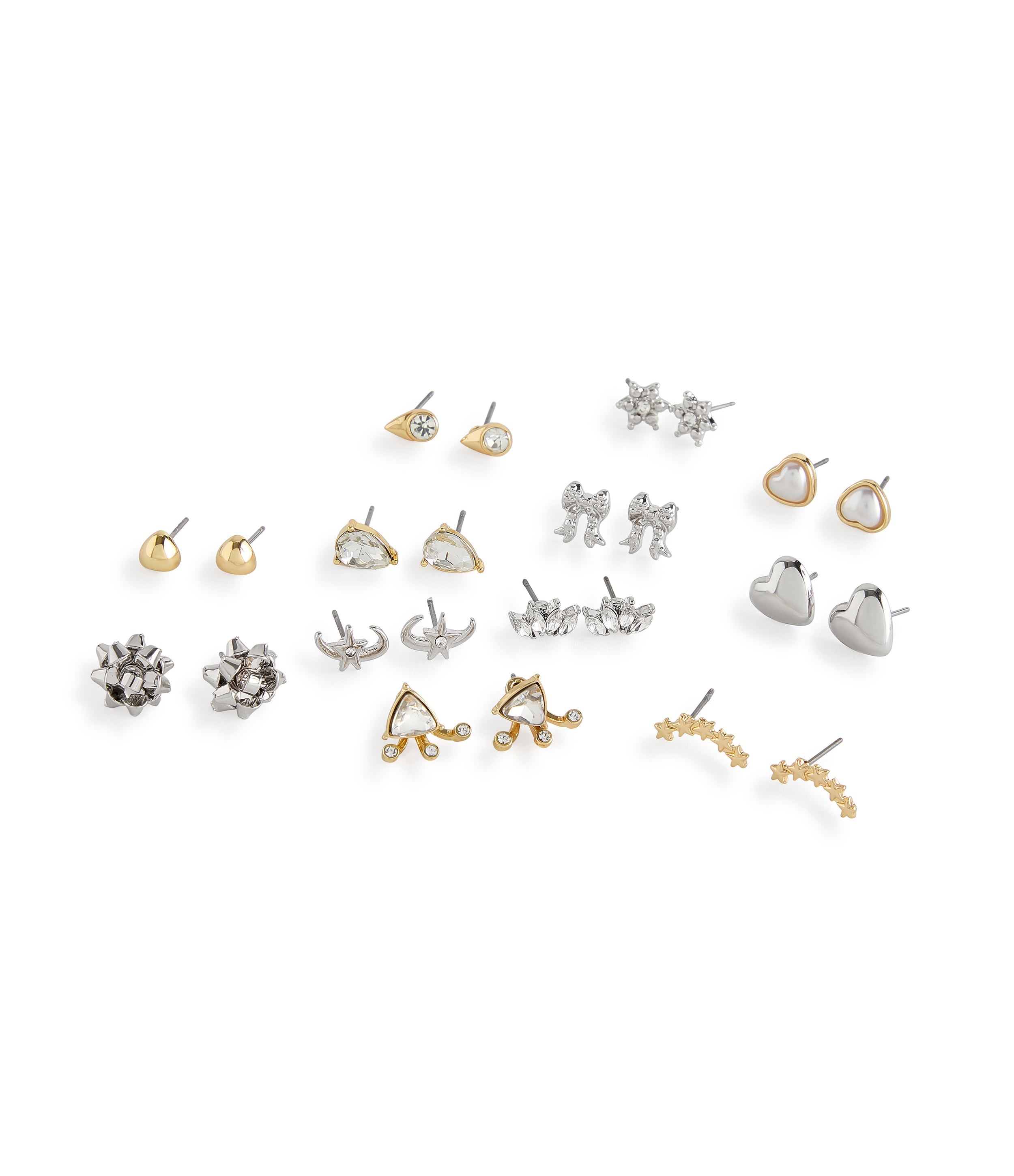Heart Mixed Studs Women's Crystal Earrings - view 2