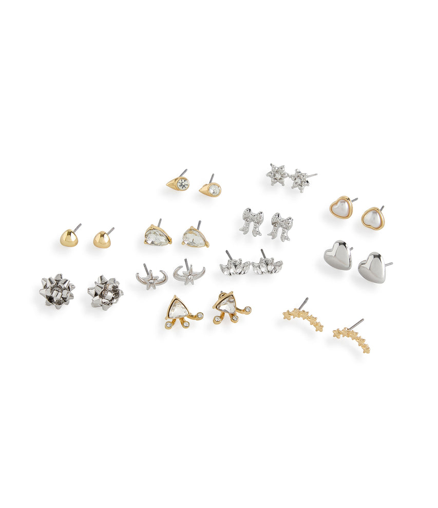 Heart Mixed Studs Women's Crystal Earrings - view 2