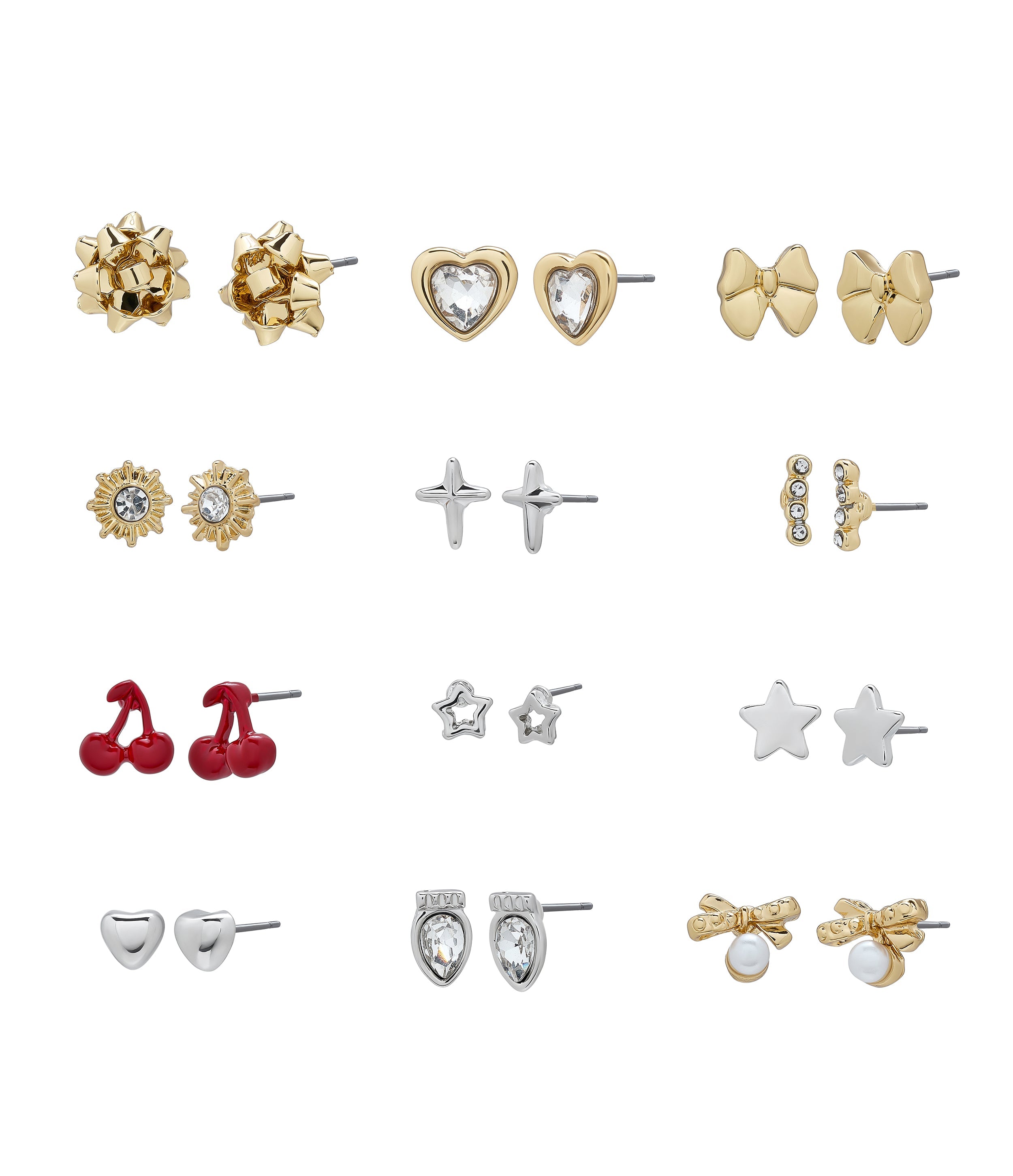 Bow Mixed Studs Women's Mixed Metal Earrings Set